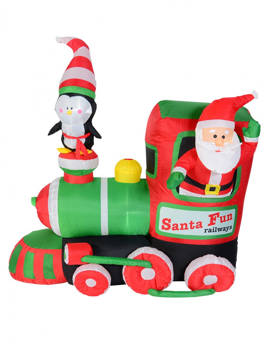 Santa Fun Railways Train Illuminated Christmas Inflatable Display - 1 ...