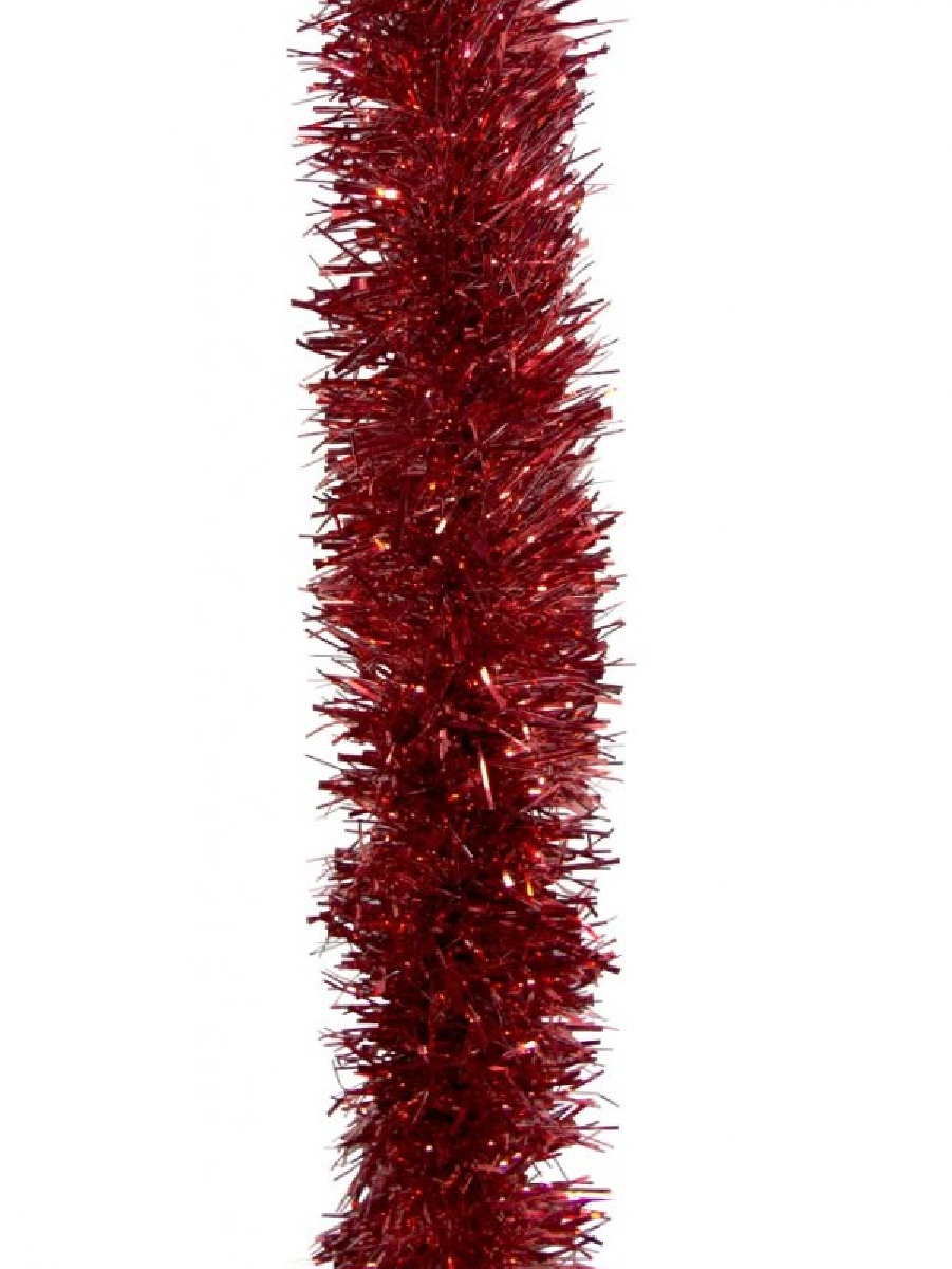 Red Metallic 8ply Classic Christmas Tinsel Garland - 10cm X 5m ...