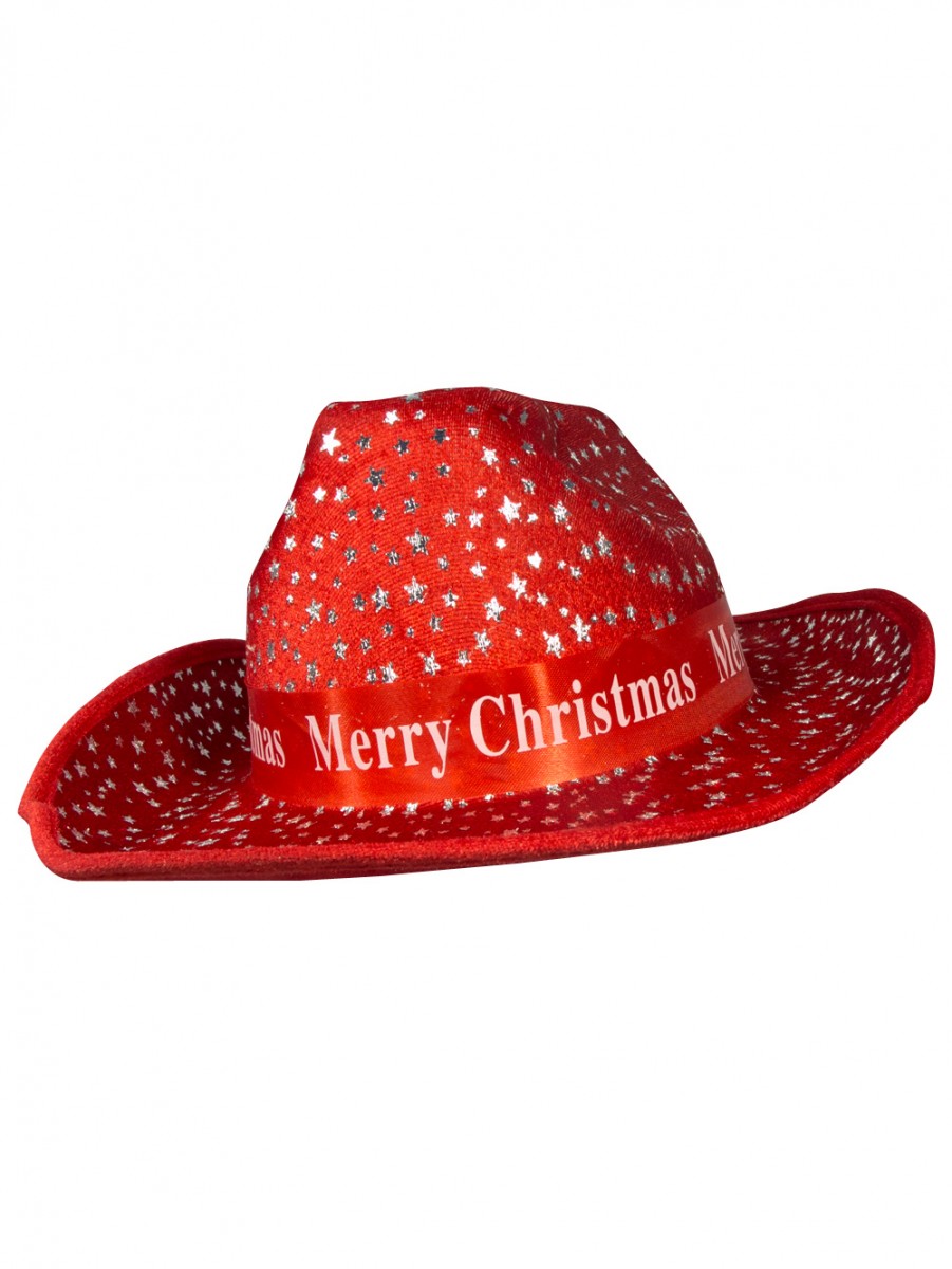 Merry Christmas Cowboy Hat - 36cm  Santa Hats, Suits 