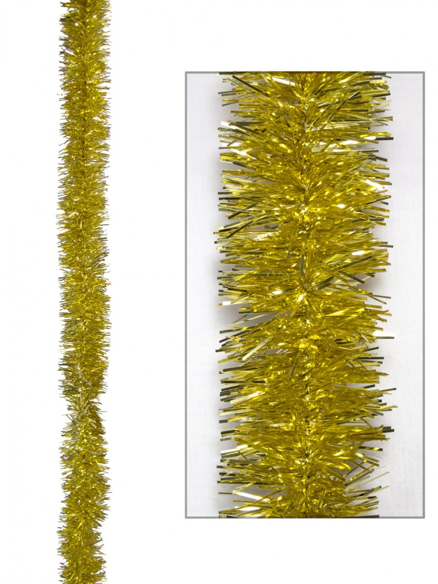 Gold Metallic 6ply Tinsel Garland - 50mm X 5m - Garlands, Wreaths ...