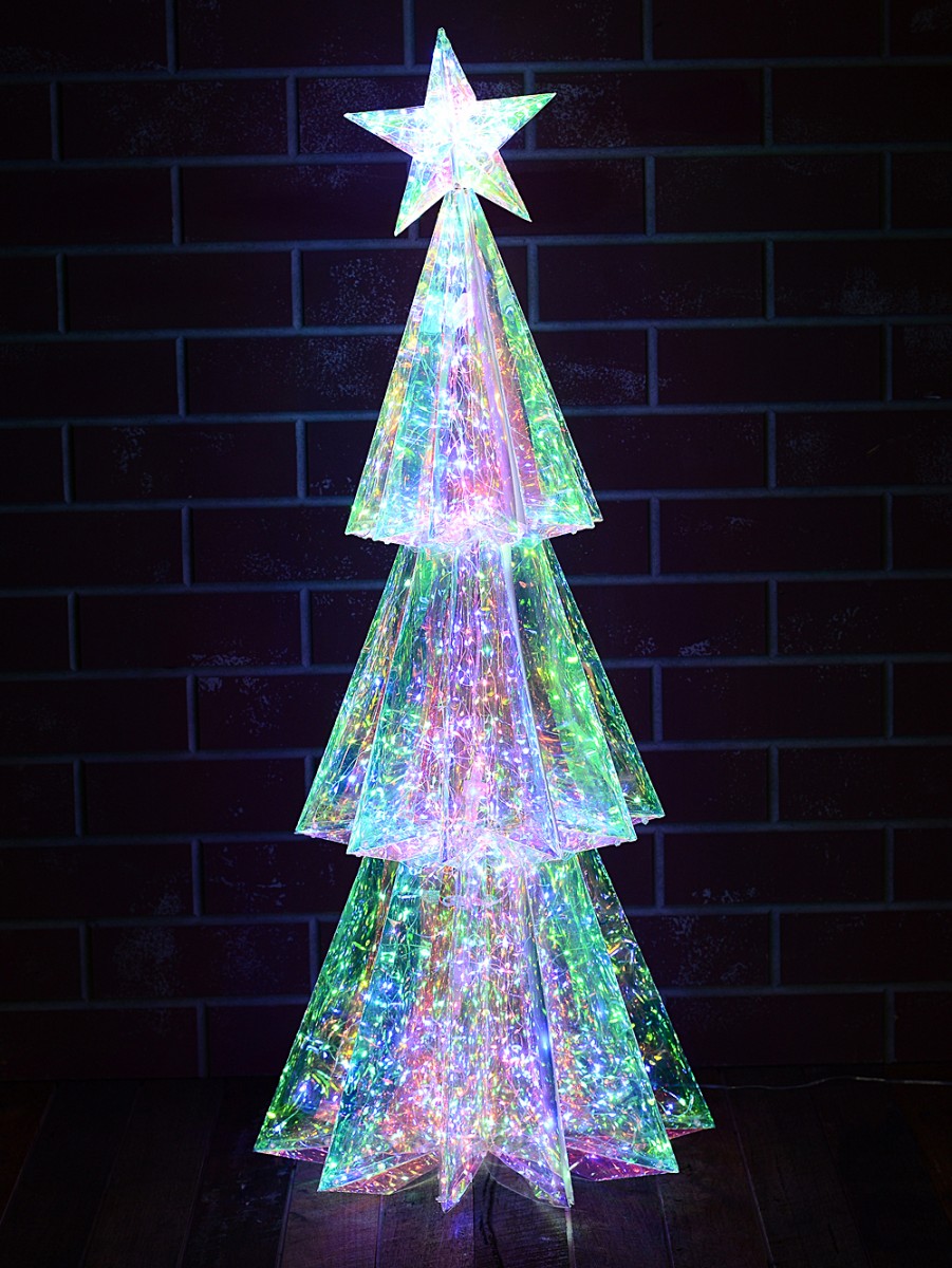 Iridescent Holographic & Multi Colour LED Christmas Tree Light Display -  1.1m, Christmas Lights