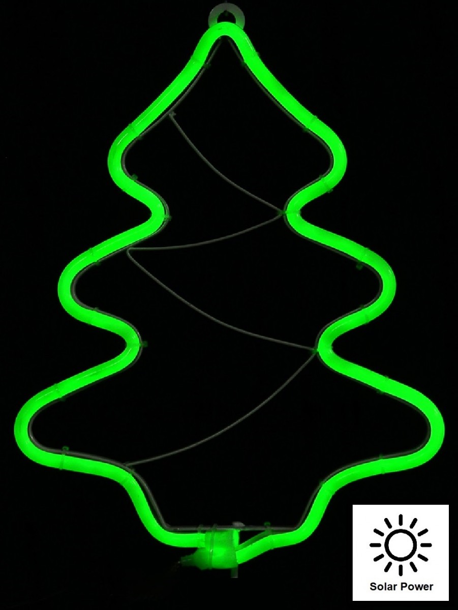 Green Neon Flex Christmas Tree Outdoor Solar Powered Path Light - 32cm, Christmas Lights