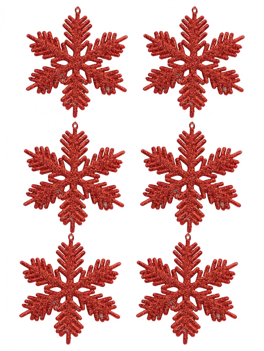 Red Snowflake Ornaments With Glitter - 6 X 10cm | Product Archive | Buy ...