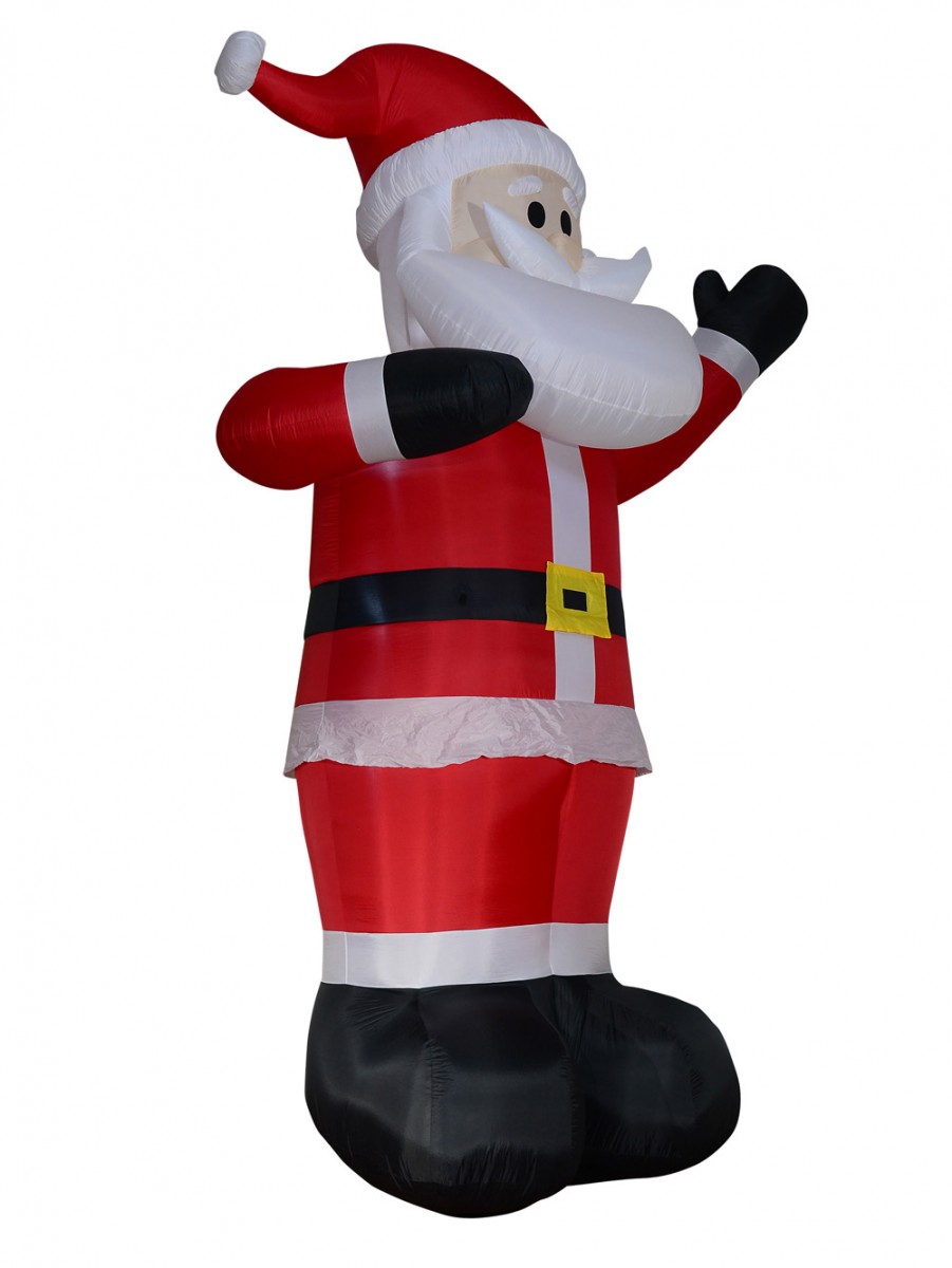 Gigantic Standing & Waving Santa Illuminated Christmas Inflatable ...