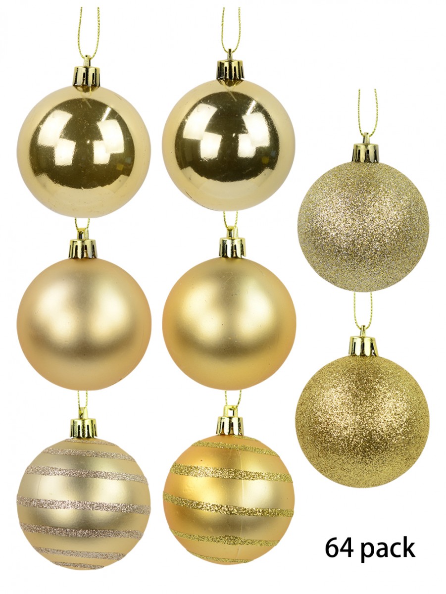 Complete Bauble Set With Gloss, Matte, Pearl, Glitter And Striped