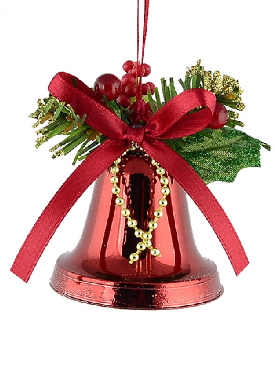 Hanging Decorative Red Christmas Bell Ornament 3 X 50mm