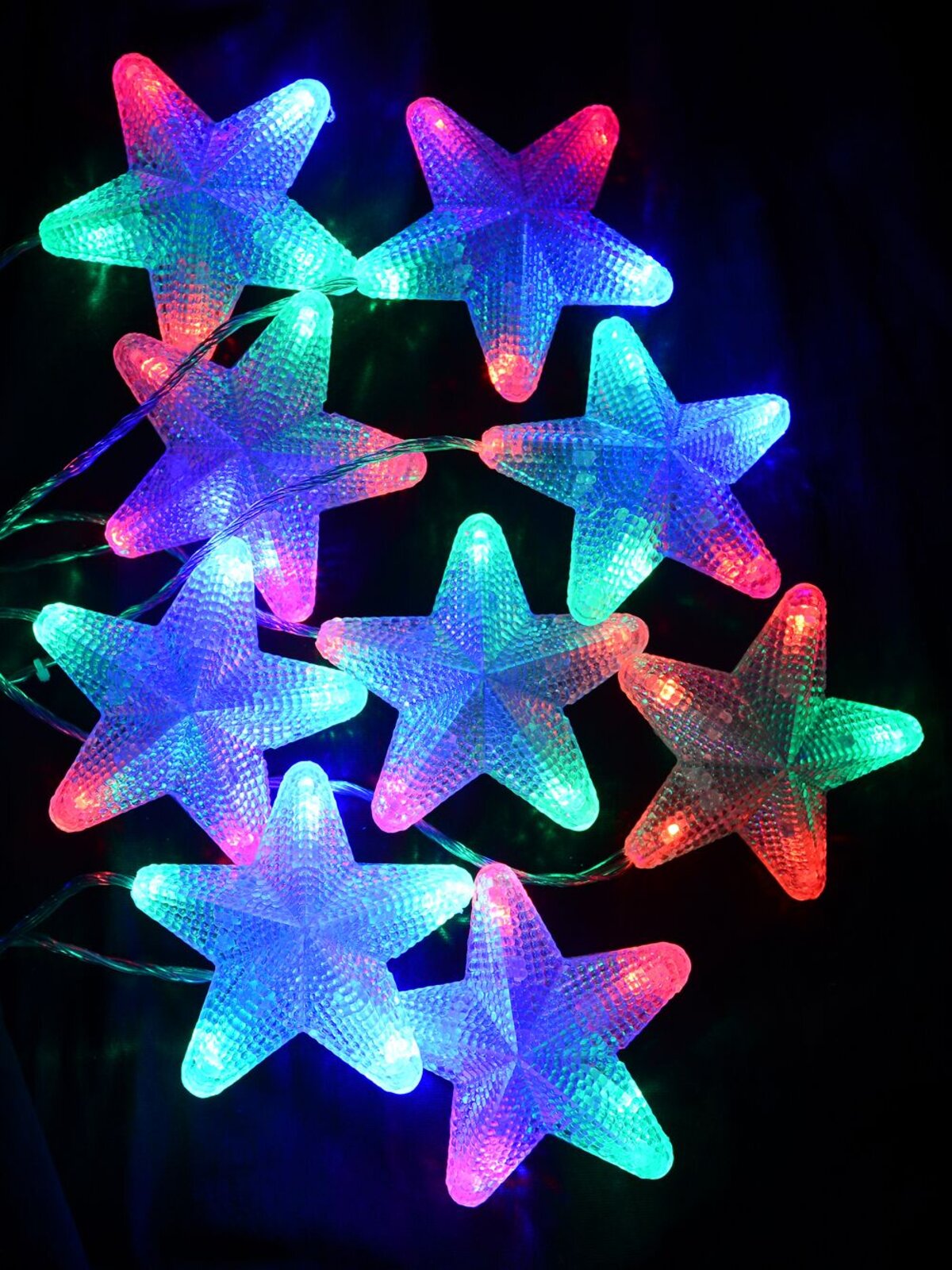 10 Multi Colour Textured Stars Twinkle LED Christmas Icicle String Light - 1.4m — image 2