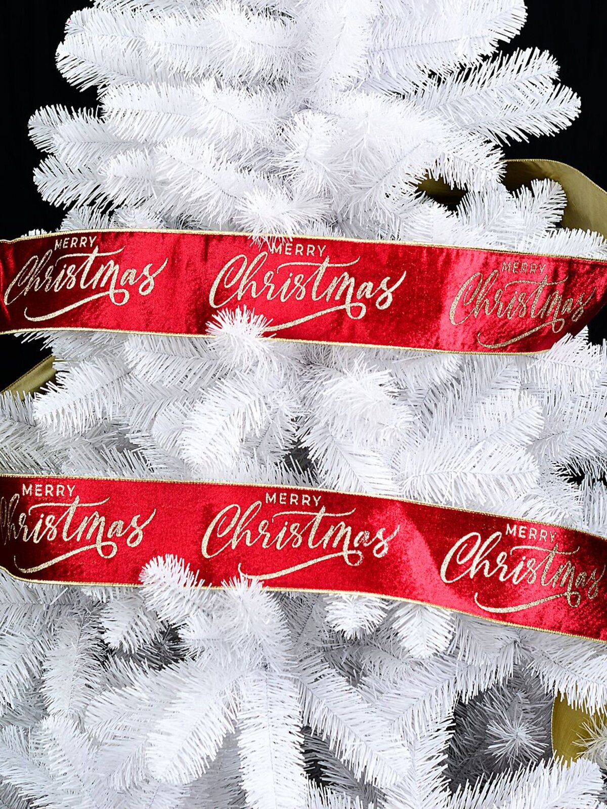 10m Large Red Velvet With Gold Merry Christmas Wide Cut Ribbon — image 3