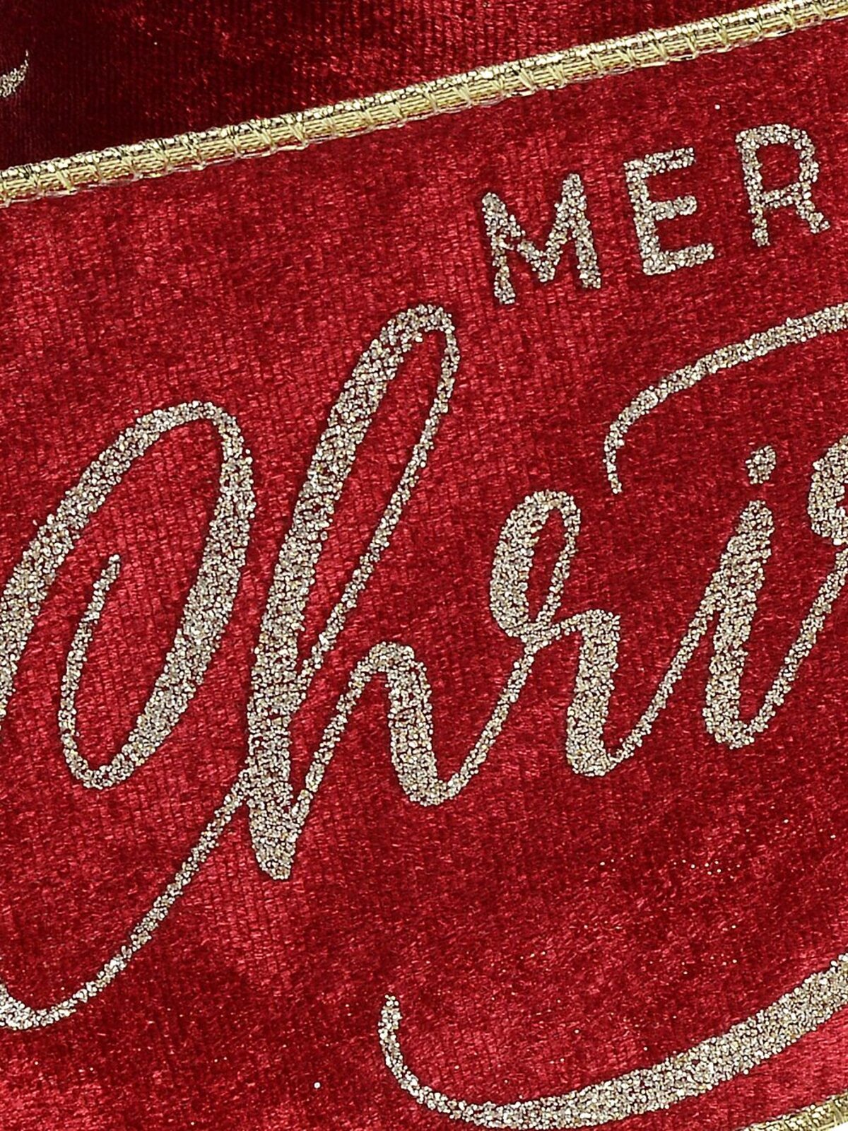 10m Large Red Velvet With Gold Merry Christmas Wide Cut Ribbon — image 4