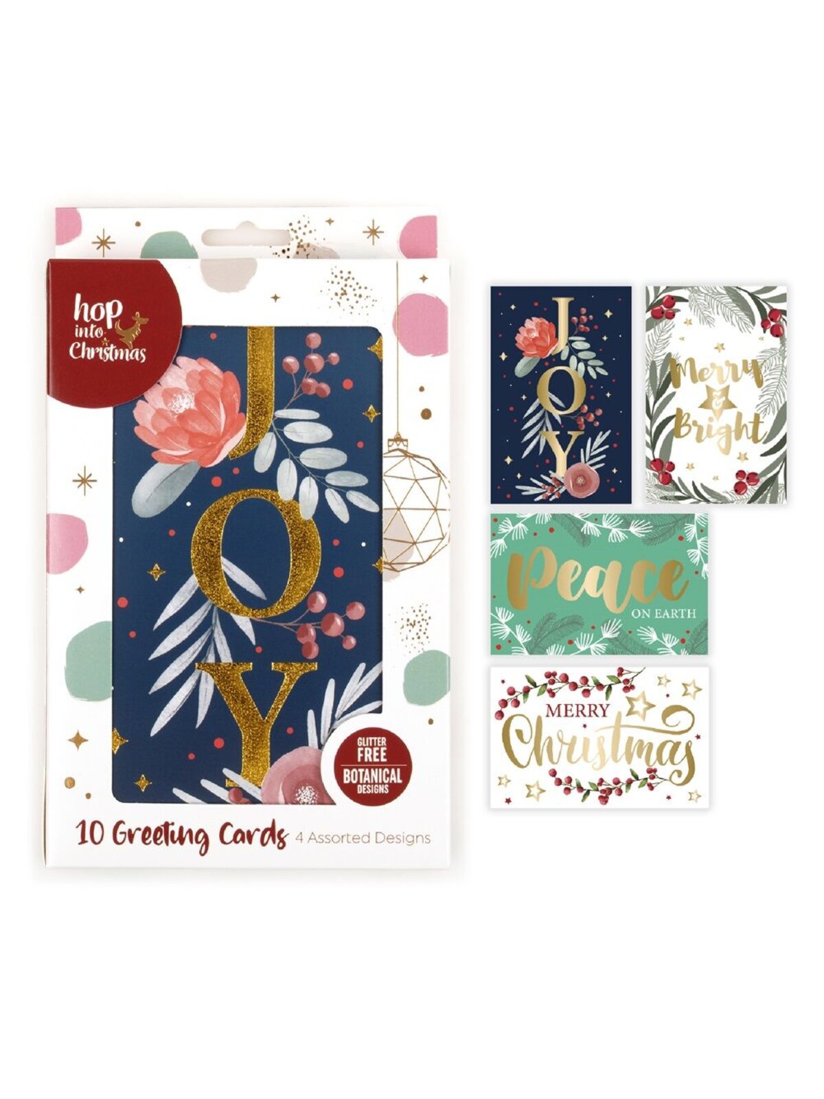 10x 17cm Christmas Botanical & Floral Gold Foil Greeting Cards Pack — image 5