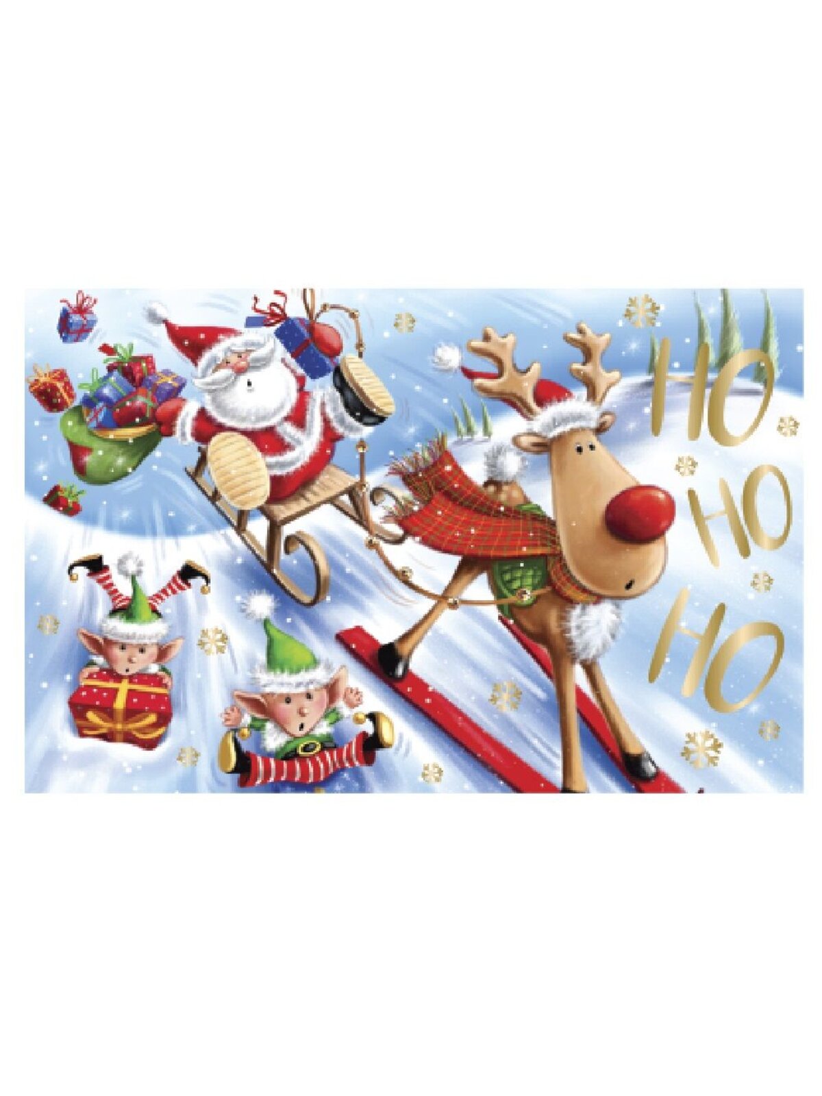 10x Cute Cartoon Character Christmas Greeting Cards Gold Foil Pack | 17cm — image 5