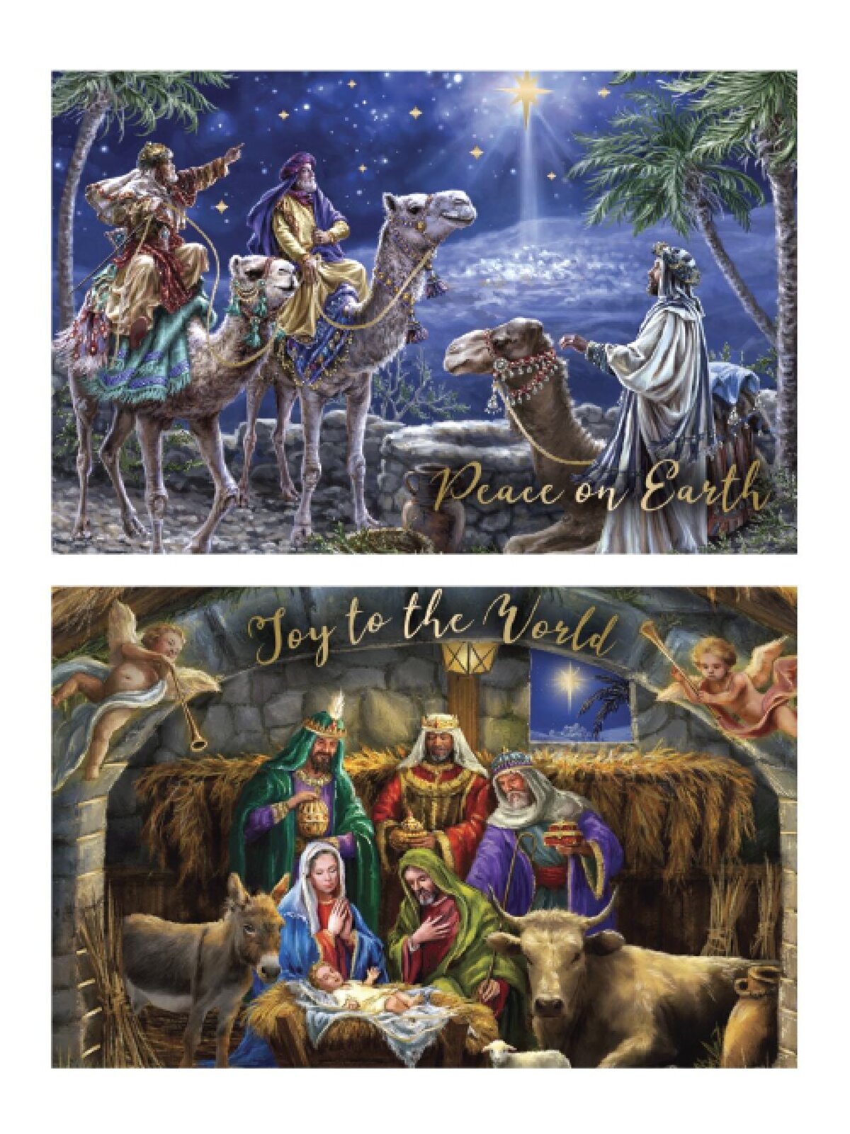10x 17cm Nativity Scenes Christmas Greeting Cards With Metallic Gold Text Pack — image 4