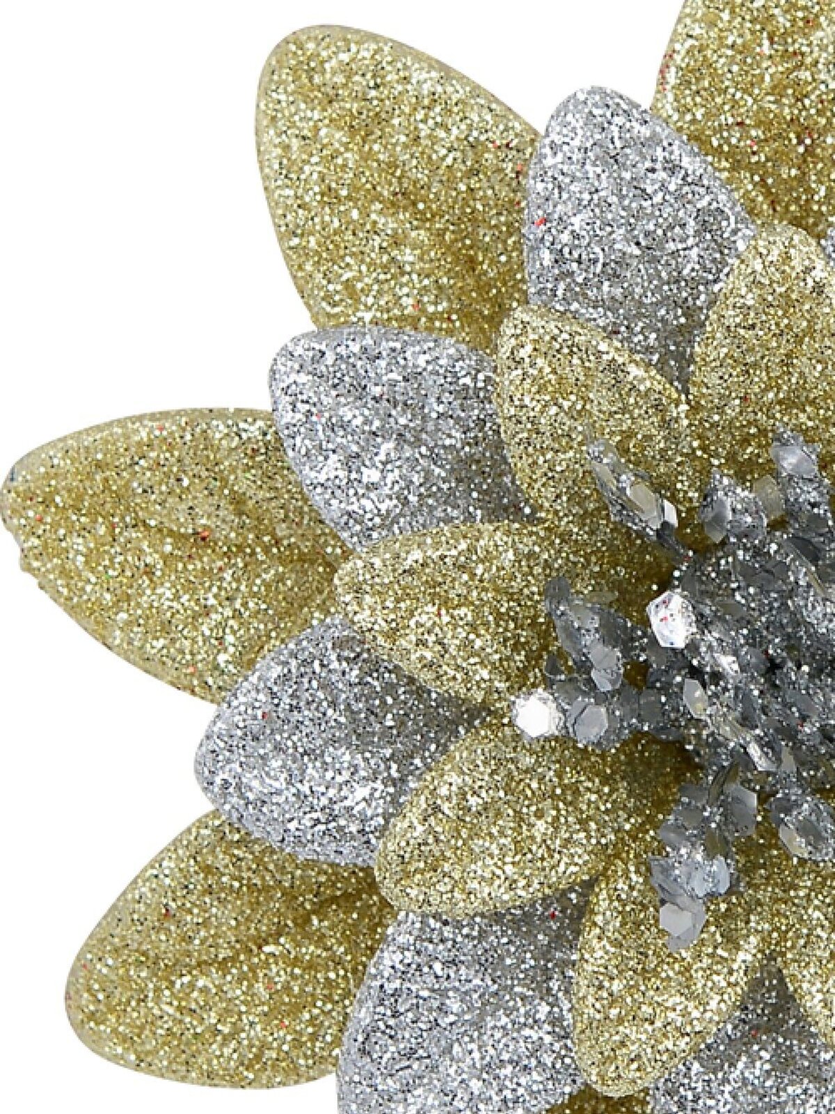 11cm Silver & Gold Glitter Lotus Flower Christmas Tree Ornament — image 2
