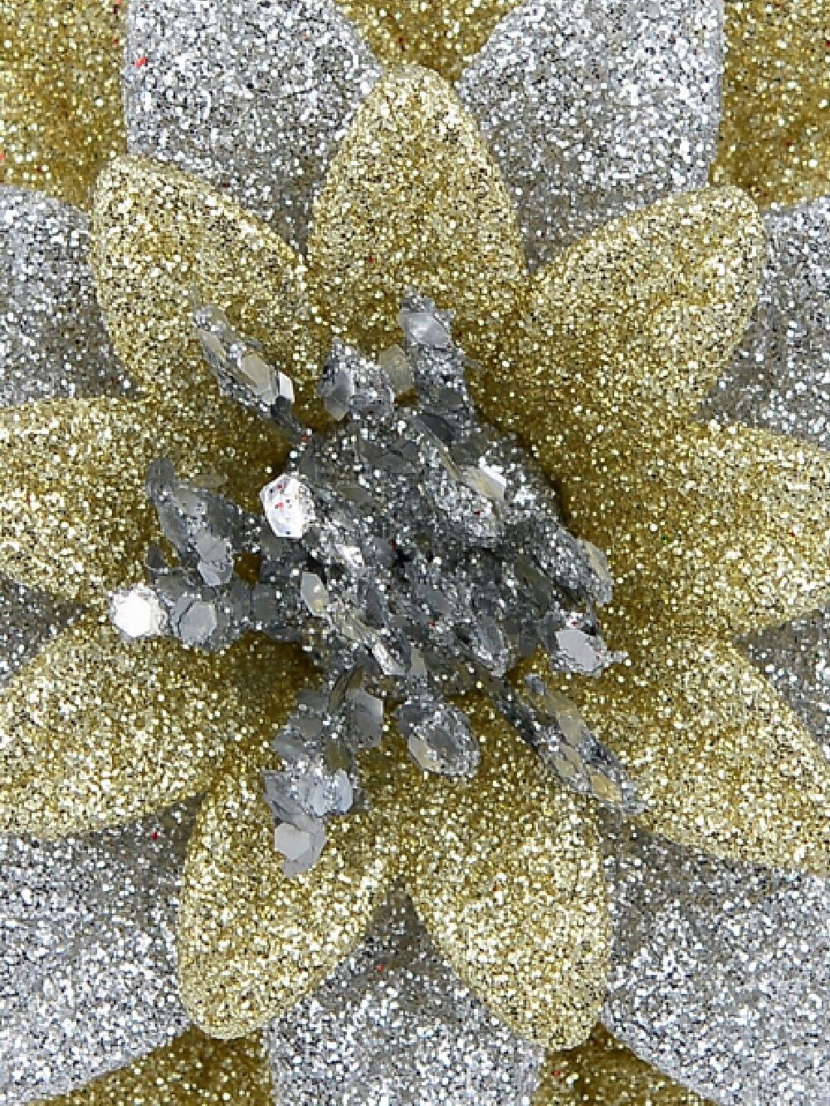 11cm Silver & Gold Glitter Lotus Flower Christmas Tree Ornament — image 3