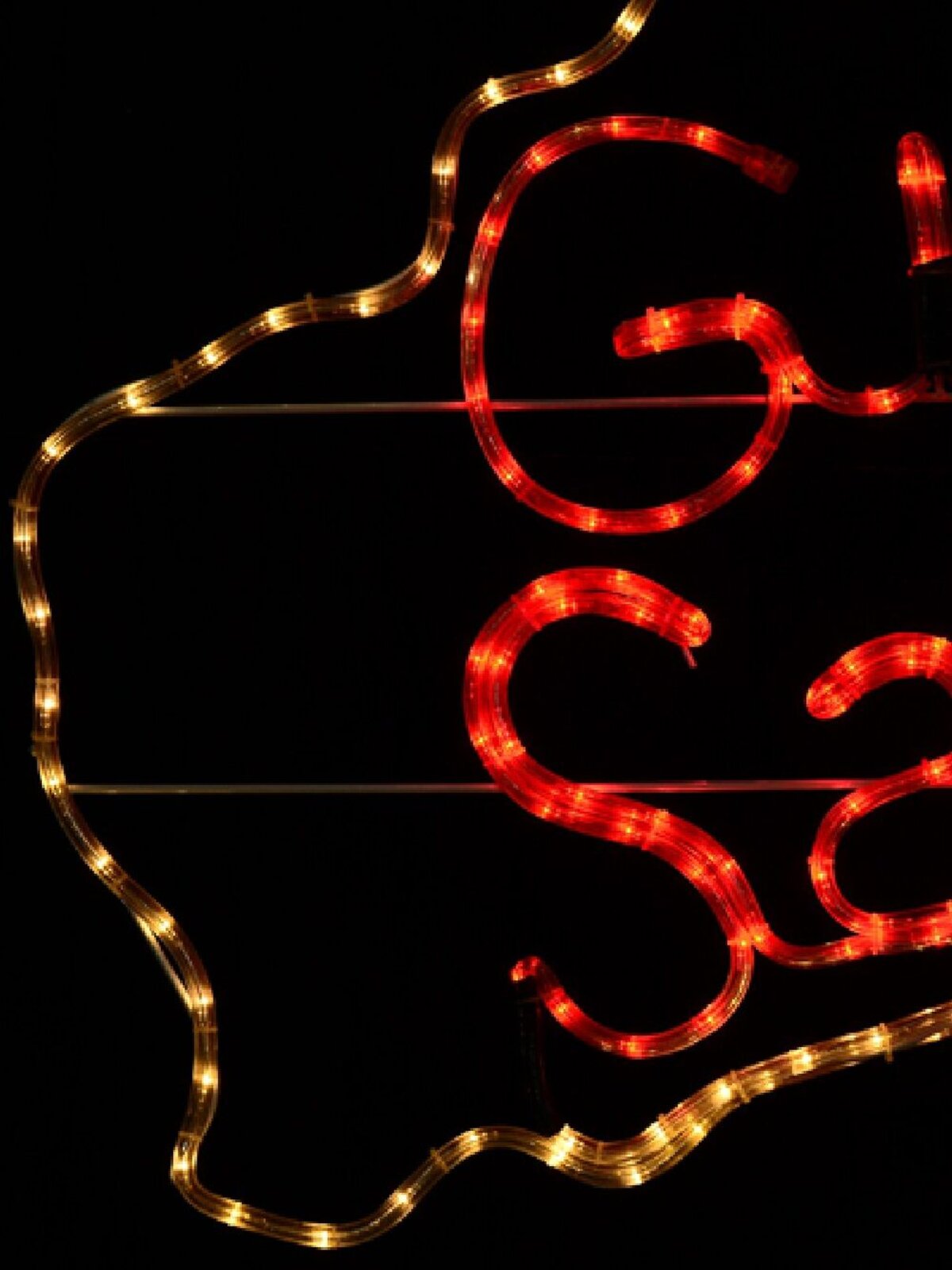 1.1m G'day Santa Aussie Map With Neutral White & Red LED Rope Light Display — image 4