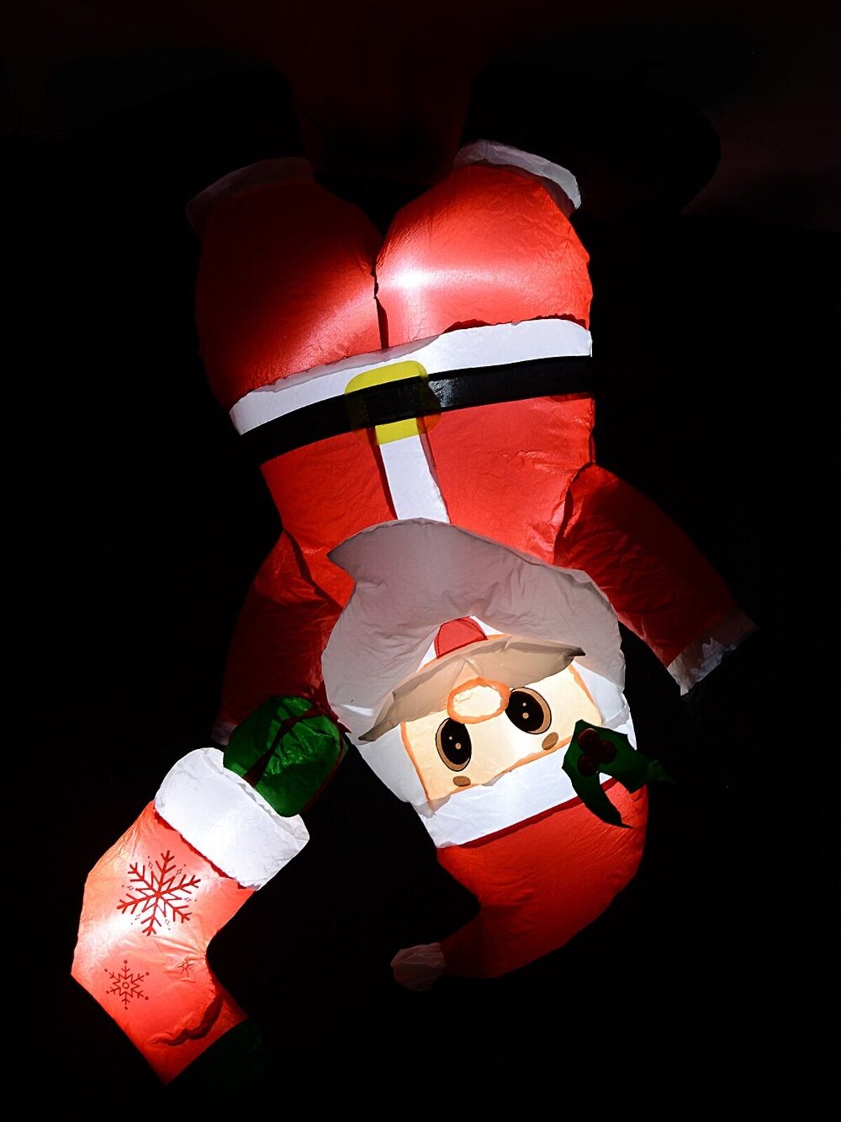1.1m Hanging Upside Down Santa & Stocking Illuminated Christmas Inflatable — image 2