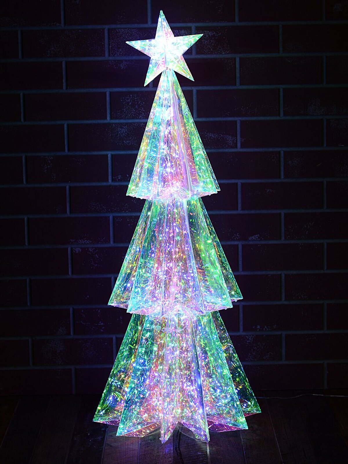 1.1m Iridescent Holographic & Multi Colour LED Christmas Tree Light Display — image 2