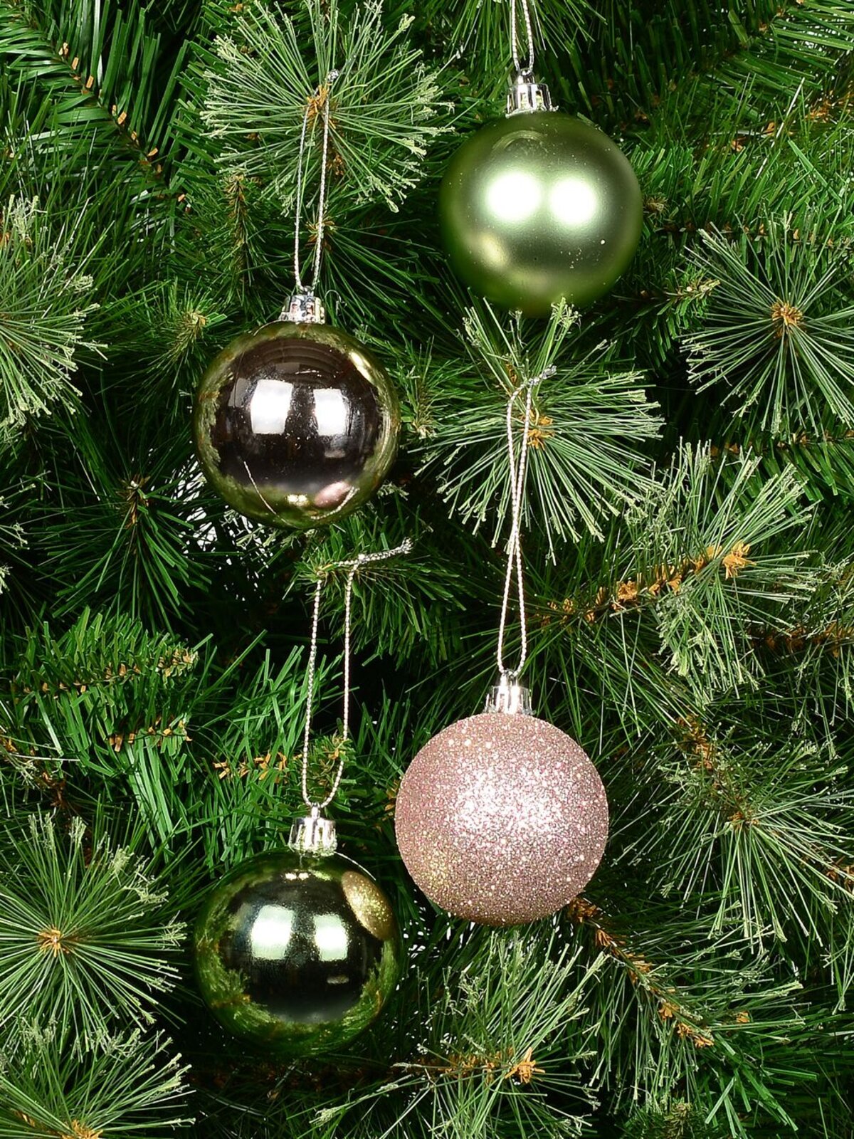 12 x 60mm Pink Metallic & Glitter With Mint Green Metallic & Matte Baubles — image 7