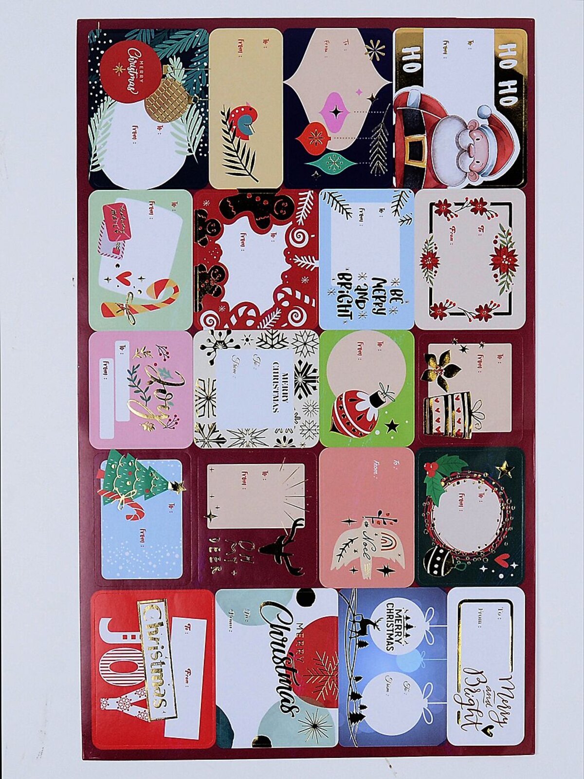 120x Christmas Gift Labels With Foil & Glitter | 6 Sheets — image 5