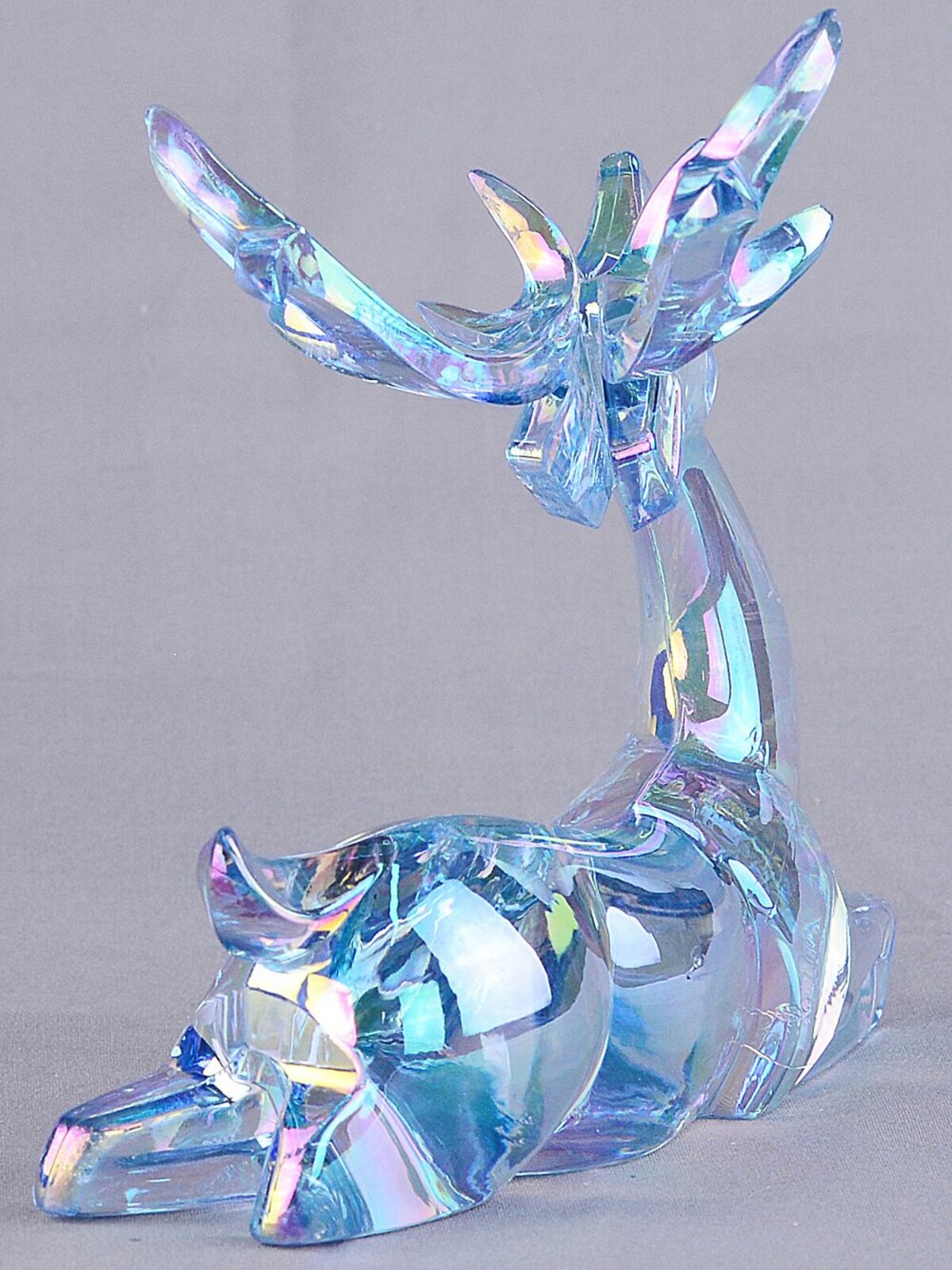 12cm Iridescent Blue Glass Style Sitting Reindeer Figurine — image 5