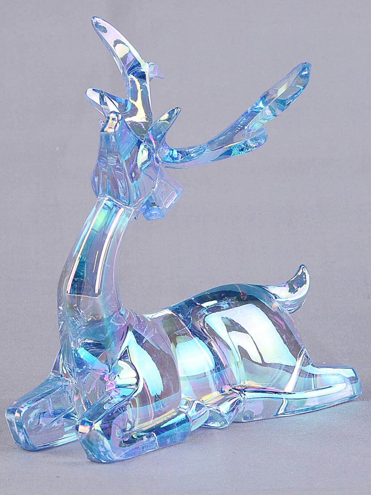 12cm Iridescent Blue Glass Style Sitting Reindeer Figurine — image 3