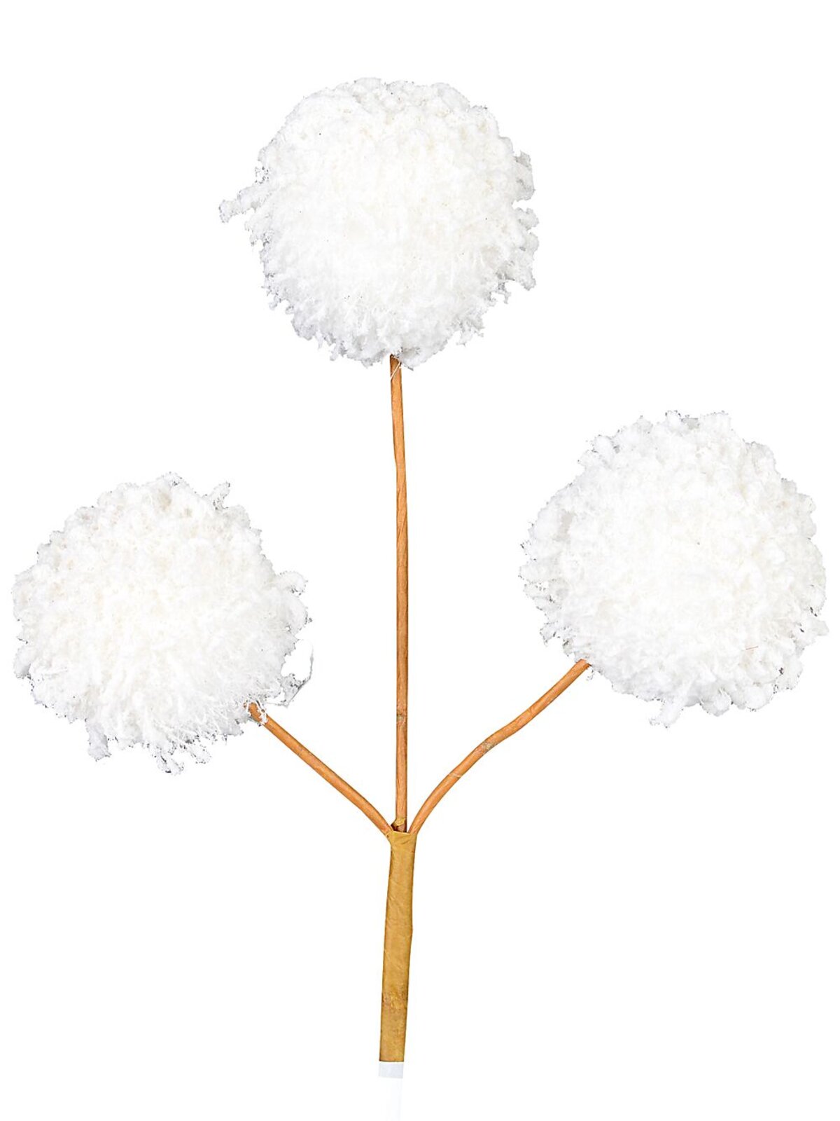 White Frosted Pom Pom Snowballs Christmas Tree Clip Pick | 12cm — image 3