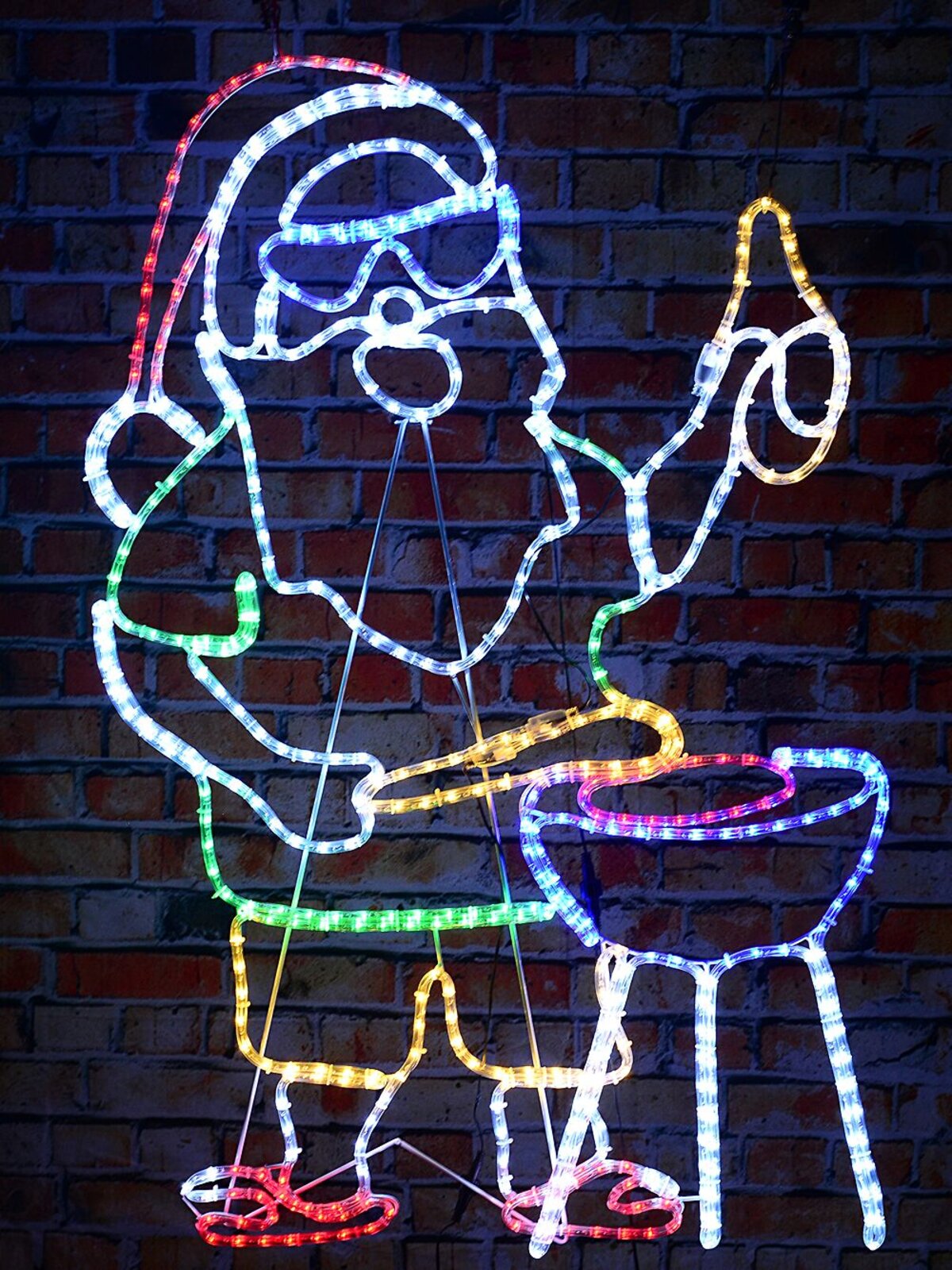 1.2m Cheers! BBQ Cooking Santa Outdoor Christmas Multi Colour LED Display — image 4