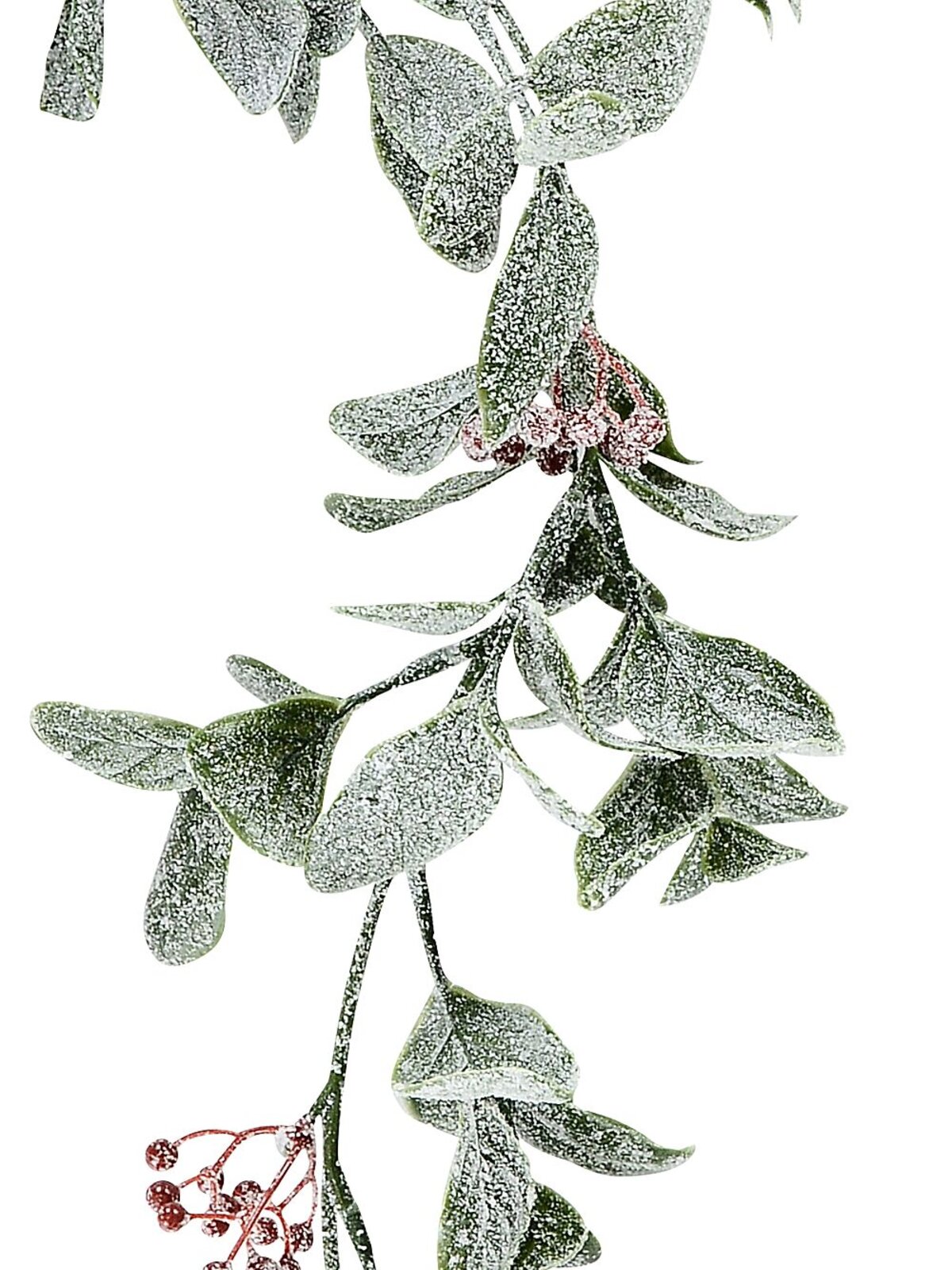 1.2m Frosted Mistletoe Christmas Vine Garland | Red Berries & Silver Glitter — image 2