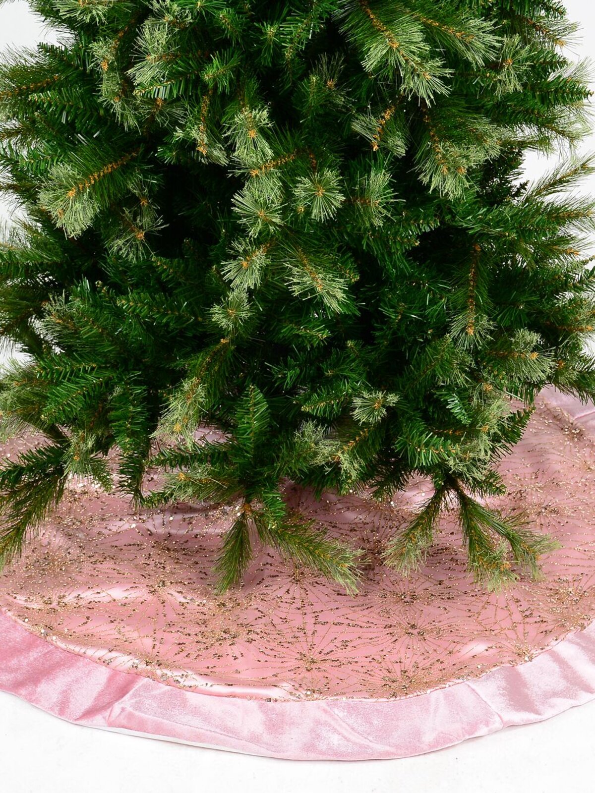 1.2m Pink Satin & Gold Sequin Starburst Christmas Tree Skirt — image 5