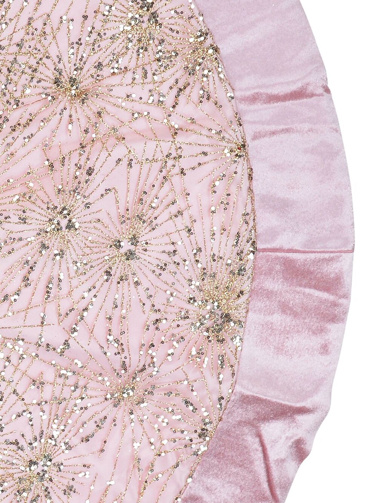 1.2m Pink Satin & Gold Sequin Starburst Christmas Tree Skirt — image 3