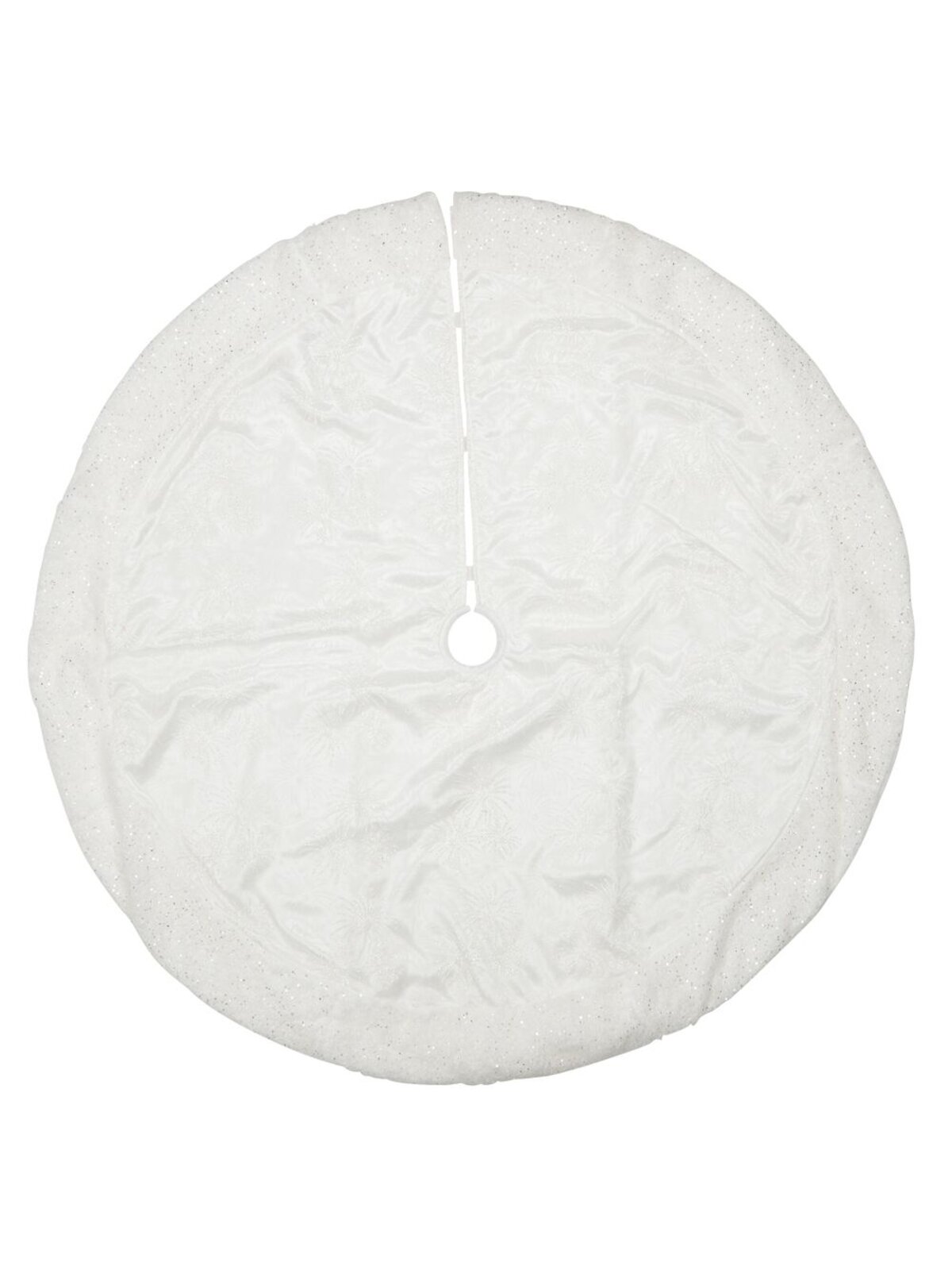 1.2m White With Iridescent Glitter Star & Sunburst Pattern Christmas Tree Skirt — image 2