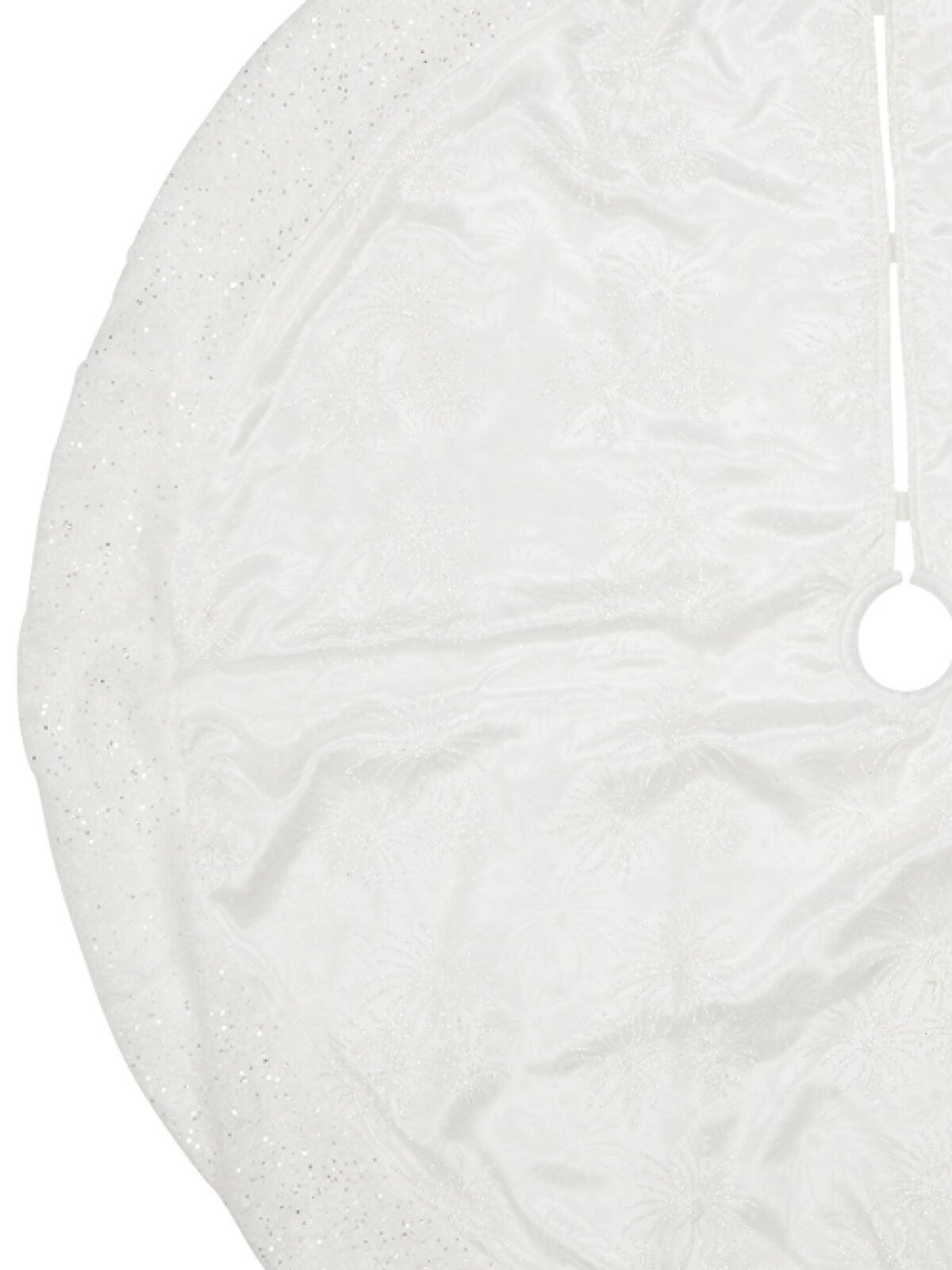 1.2m White With Iridescent Glitter Star & Sunburst Pattern Christmas Tree Skirt — image 4