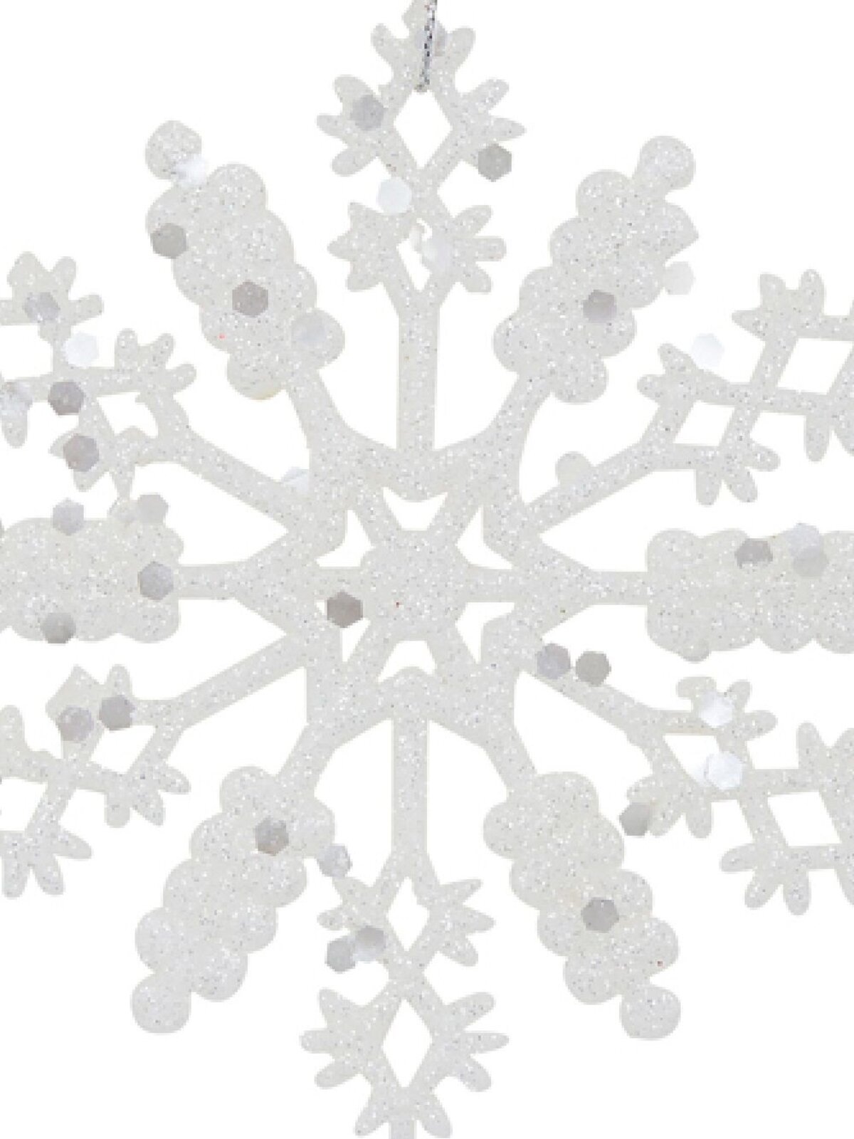 12x 10cm Thin White Glitter Snowflakes Christmas Tree Ornament — image 3