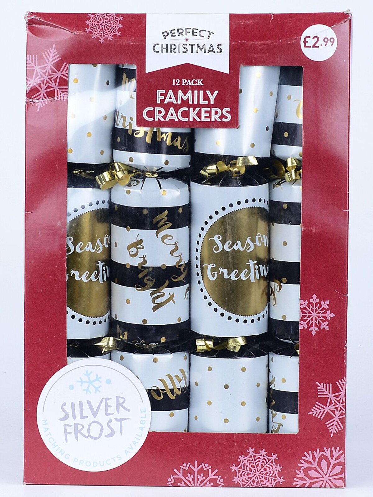 12x 29cm Christmas Text On Black & White With Shiny Gold Cracker Bon Bons — image 2