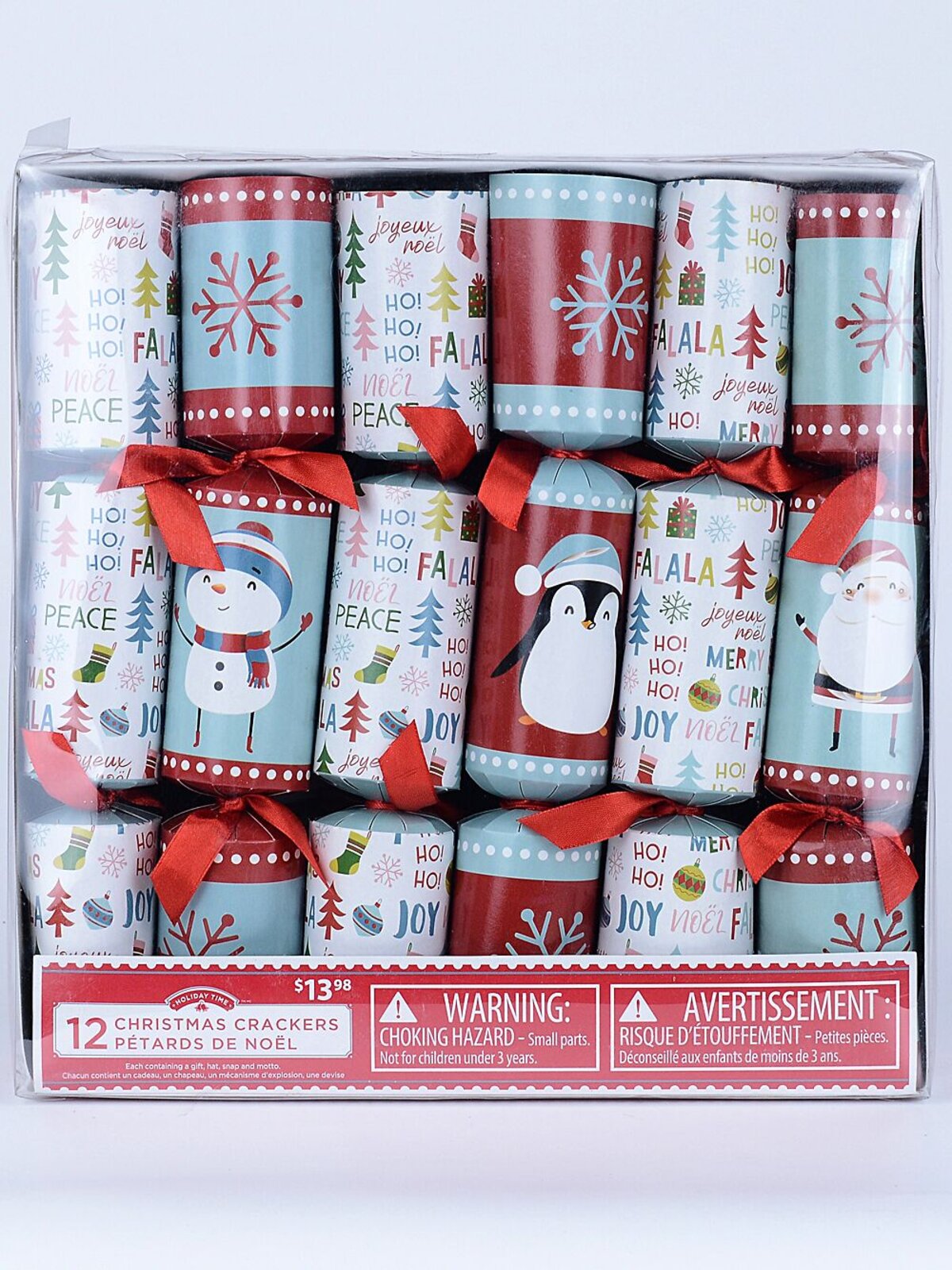 12x 29cm Teal, Red & White With Christmas Characters & Text Bon Bons — image 2