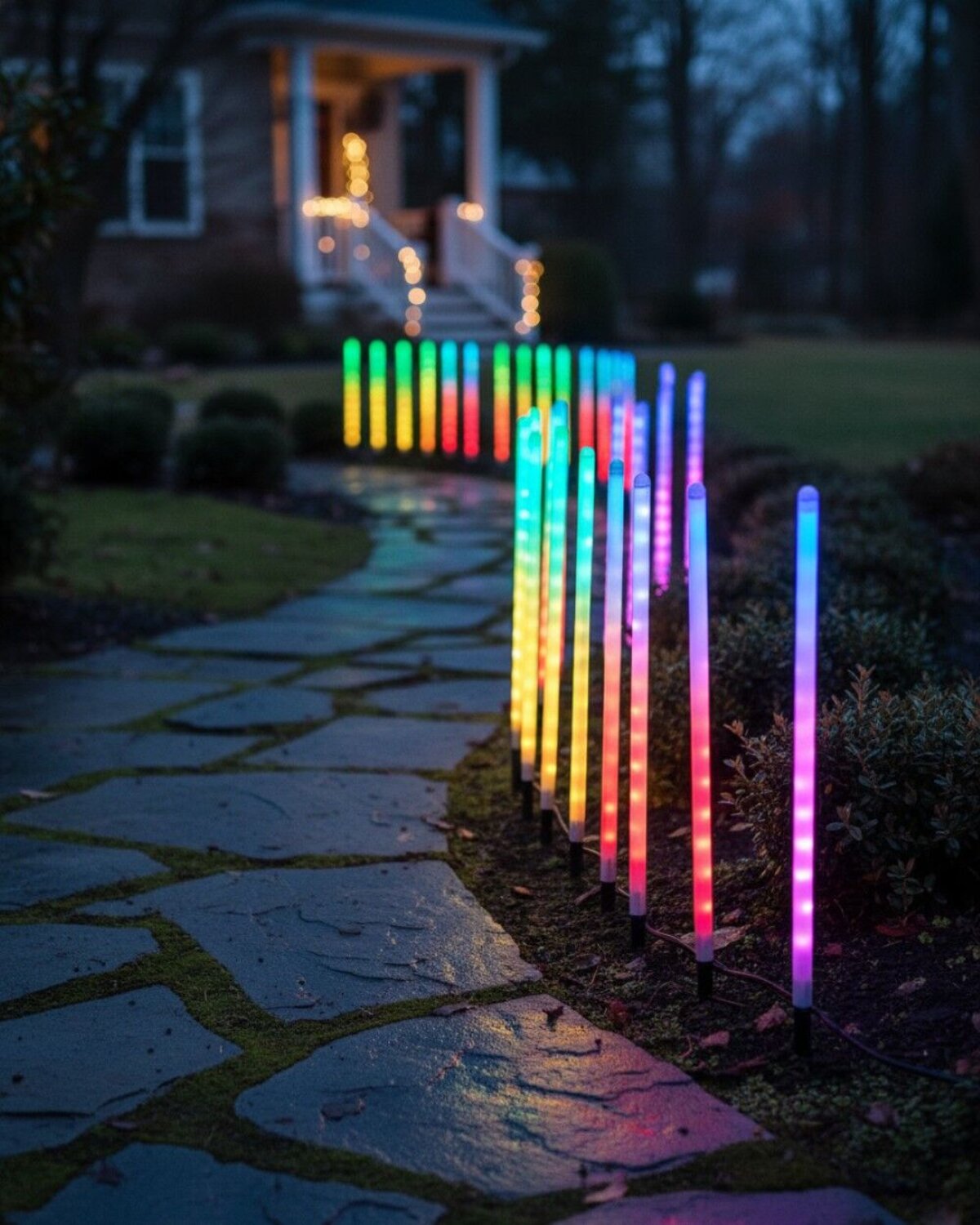 12x LED Meteor Shower Path Lights - Rainbow Multi Colour Tubes | 50cm — image 2