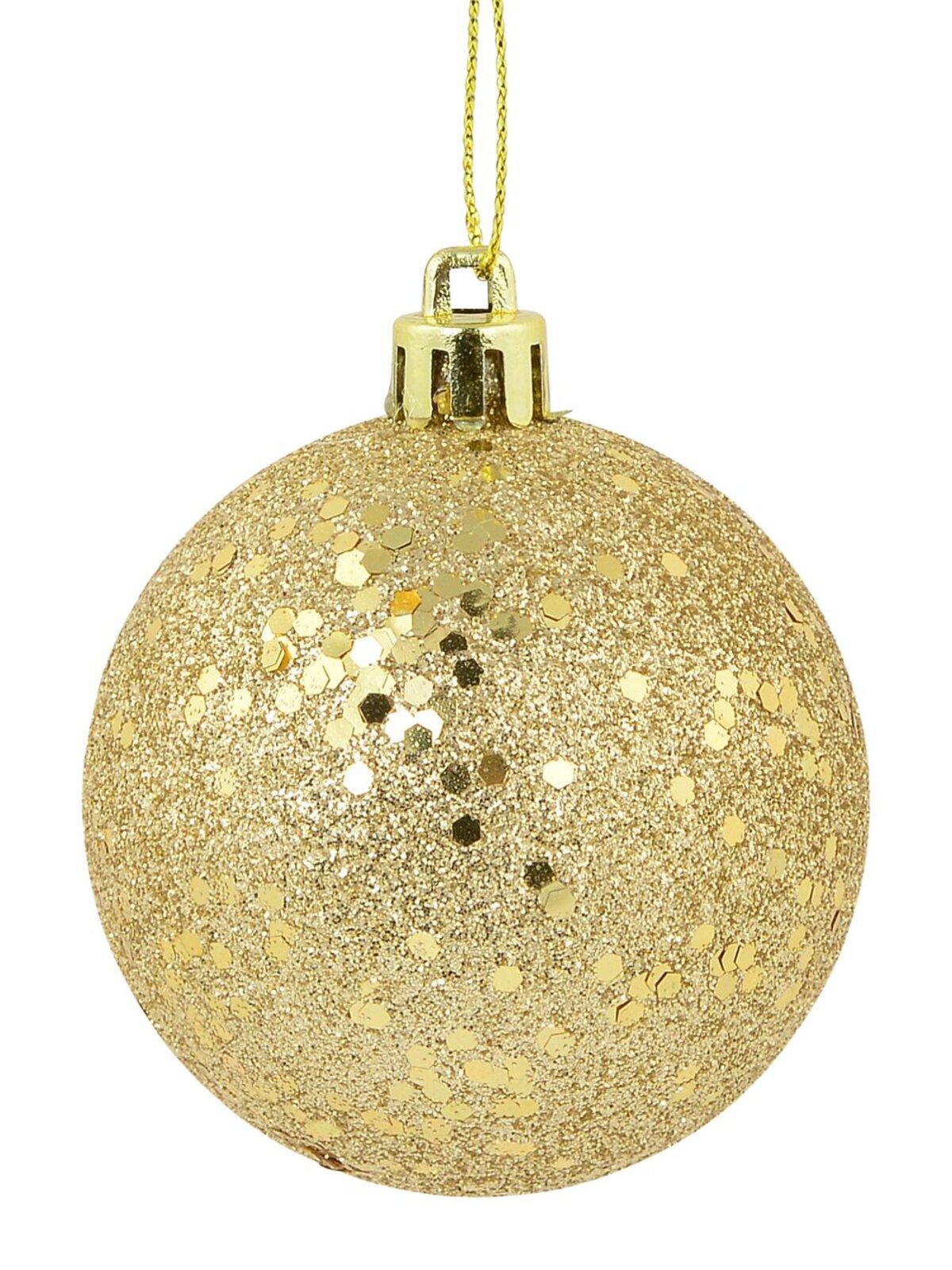 12x Lustrous Gold Essential Sequin & Glitter Baubles | 60mm — image 4