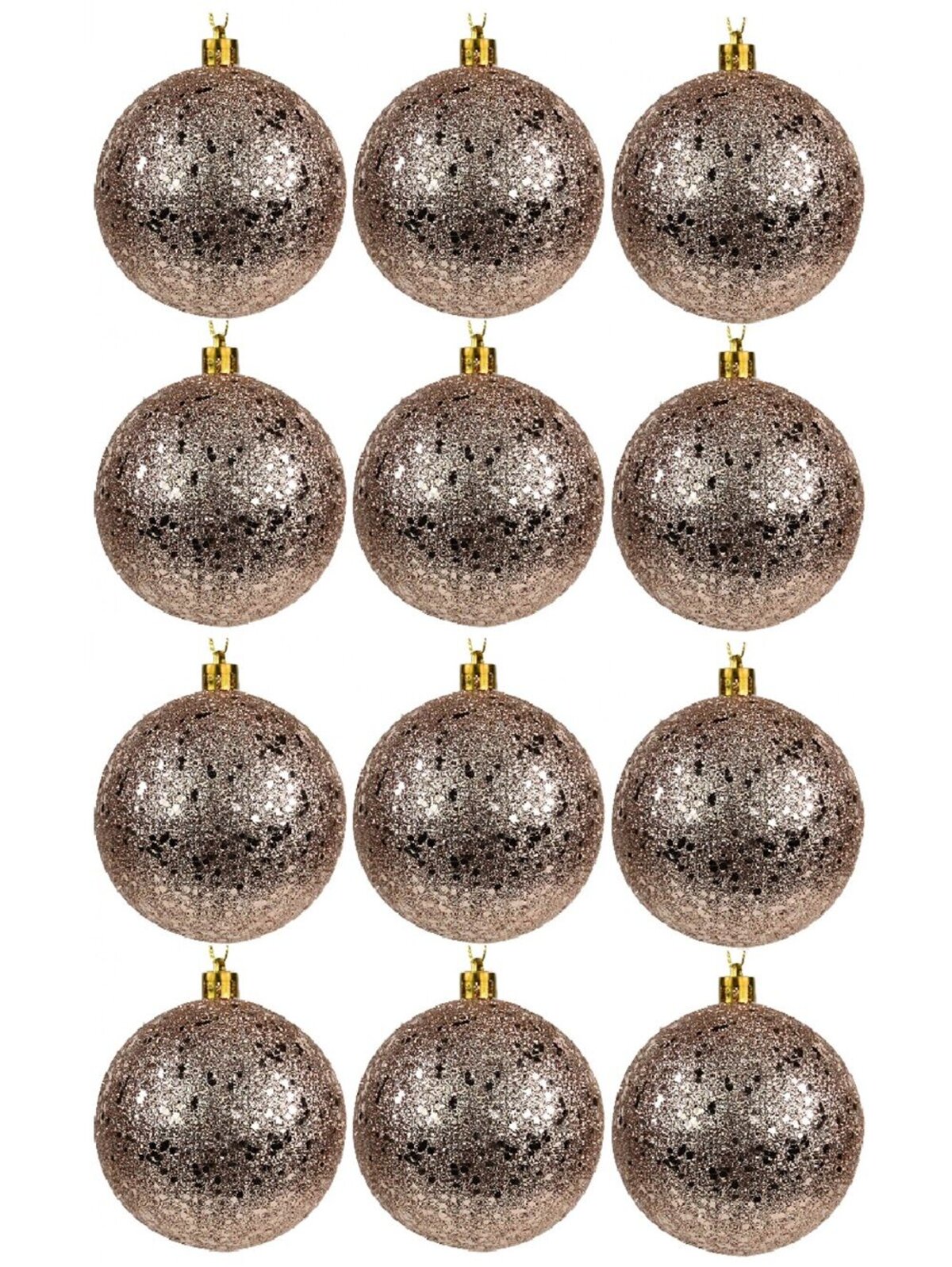 12x Lustrous Rose Gold Essential Sequin & Glitter Baubles | 60mm — image 3