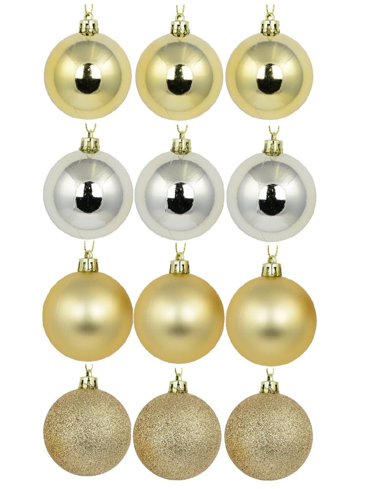 12x Timeless Gold & Light Gold Essential Mixed Finish Ball Bauble | 60mm — image 3