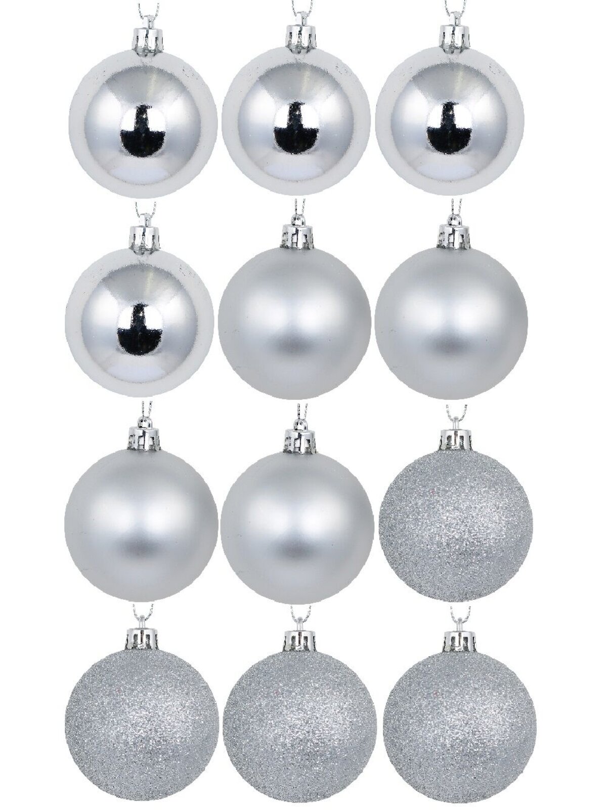 12x Timeless Silver Essential Mixed Finish Baubles | 60mm — image 3