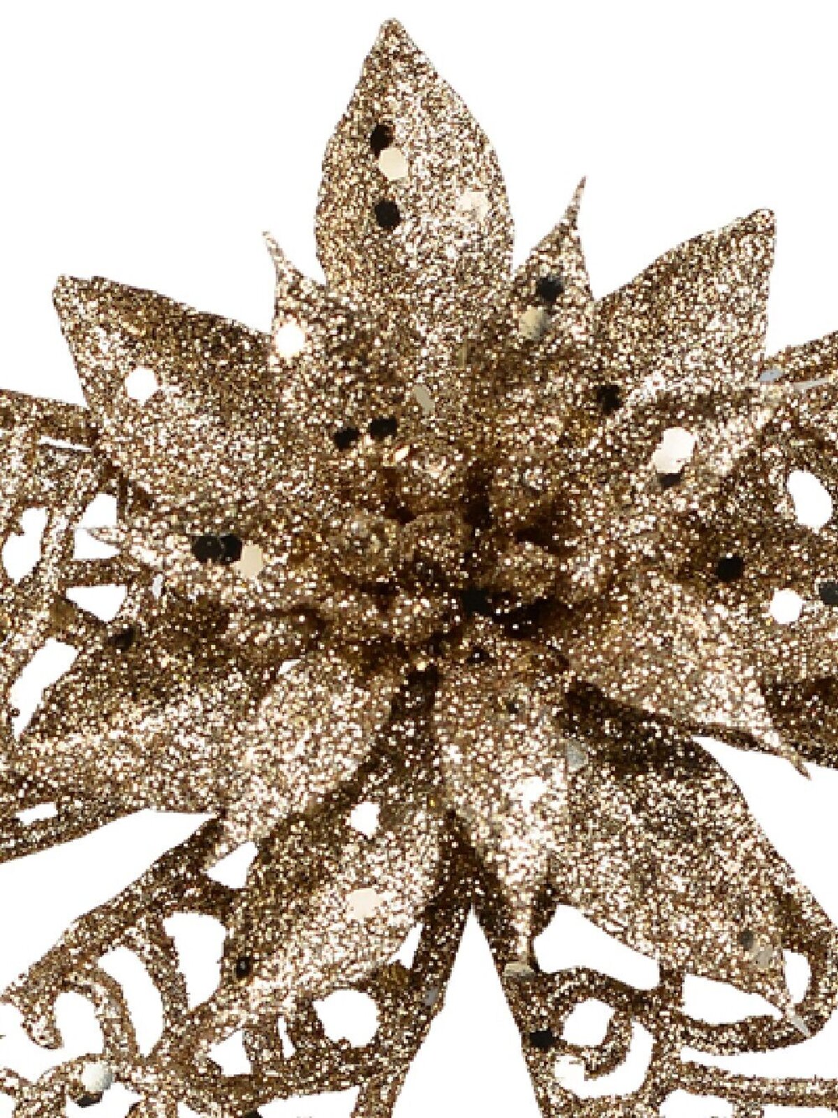 Champagne Mesh Poinsettia Flower & Ribbon Christmas Bow Clip Pick | 13cm — image 3