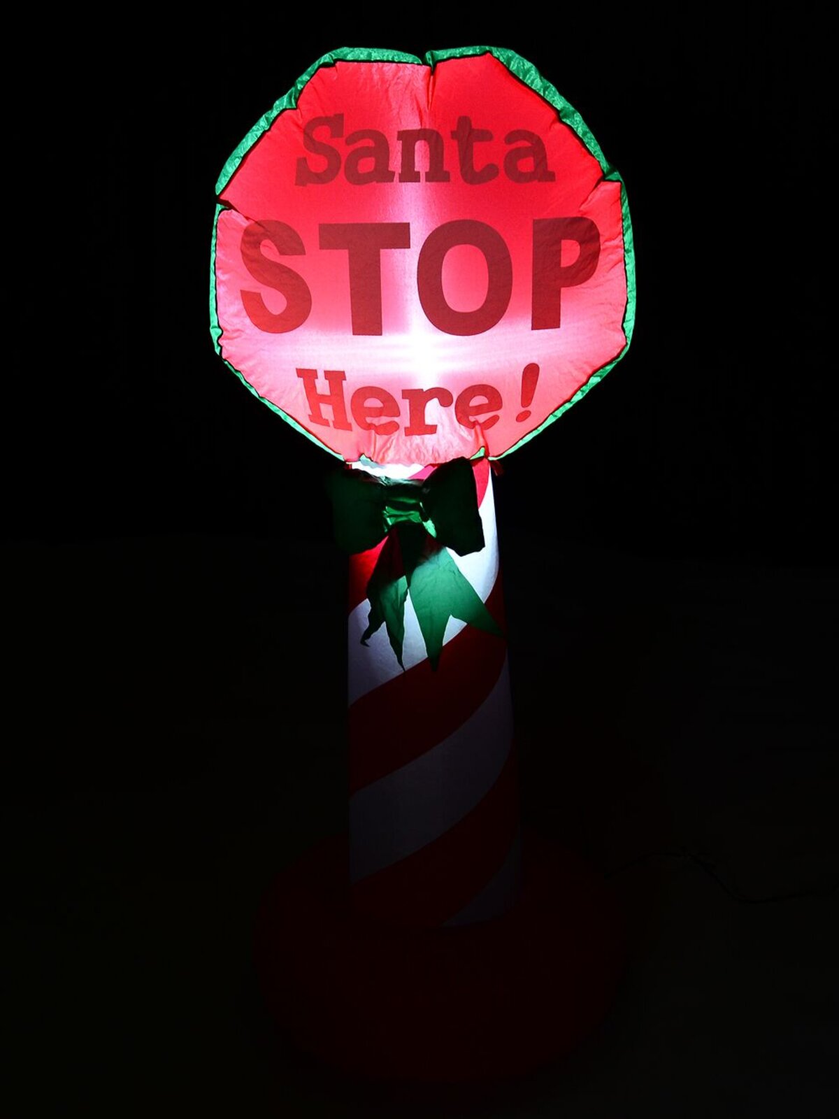 1.3m Santa Stop Here! Sign With Bow Illuminated Christmas Inflatable — image 2