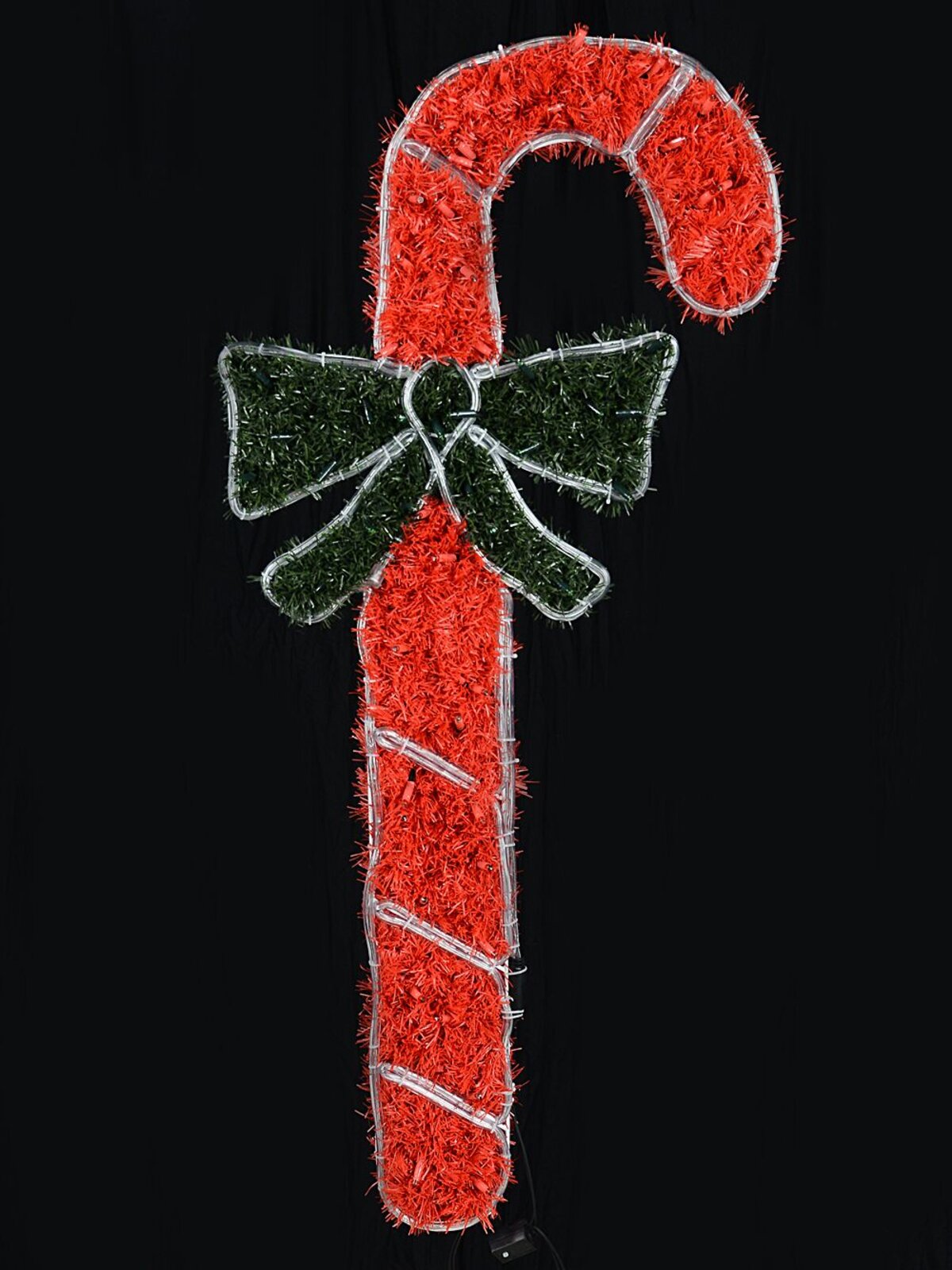1.3m Tinsel Candy Cane & Bow With Red, Green & Cool White LED  Light Display — image 5