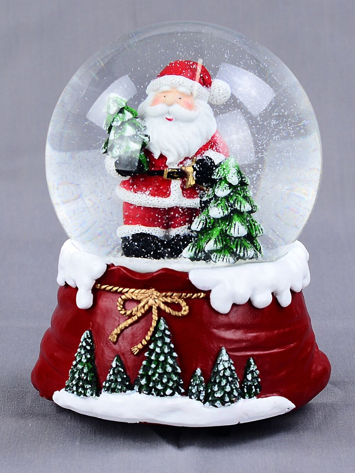 10cm Santa & Pine Trees Wind Up Musical Waterball Snow Globe — image 5
