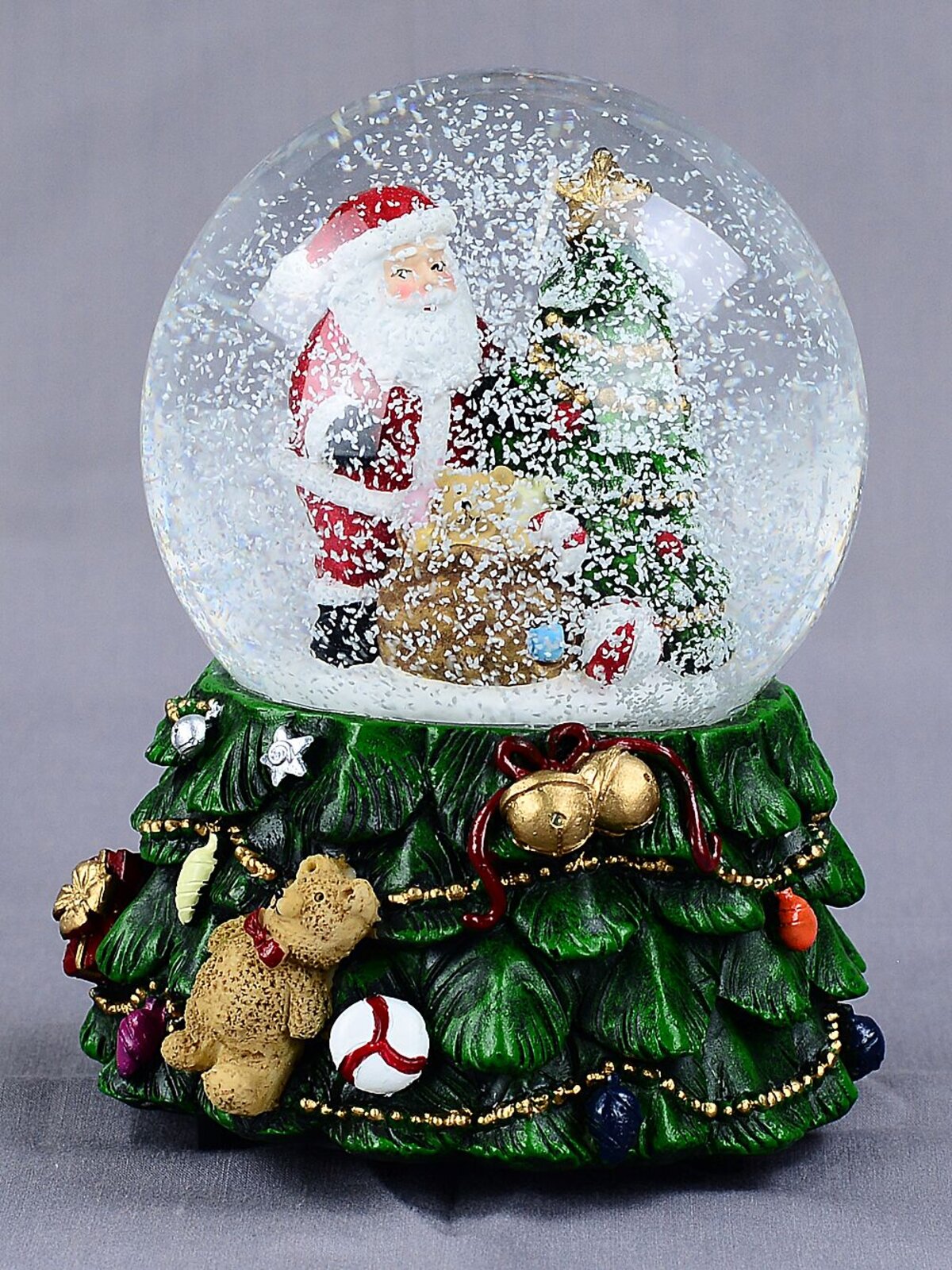 14cm Santa, Tree & Gifts With Music & Lights Waterball Snow Globe Ornament — image 2