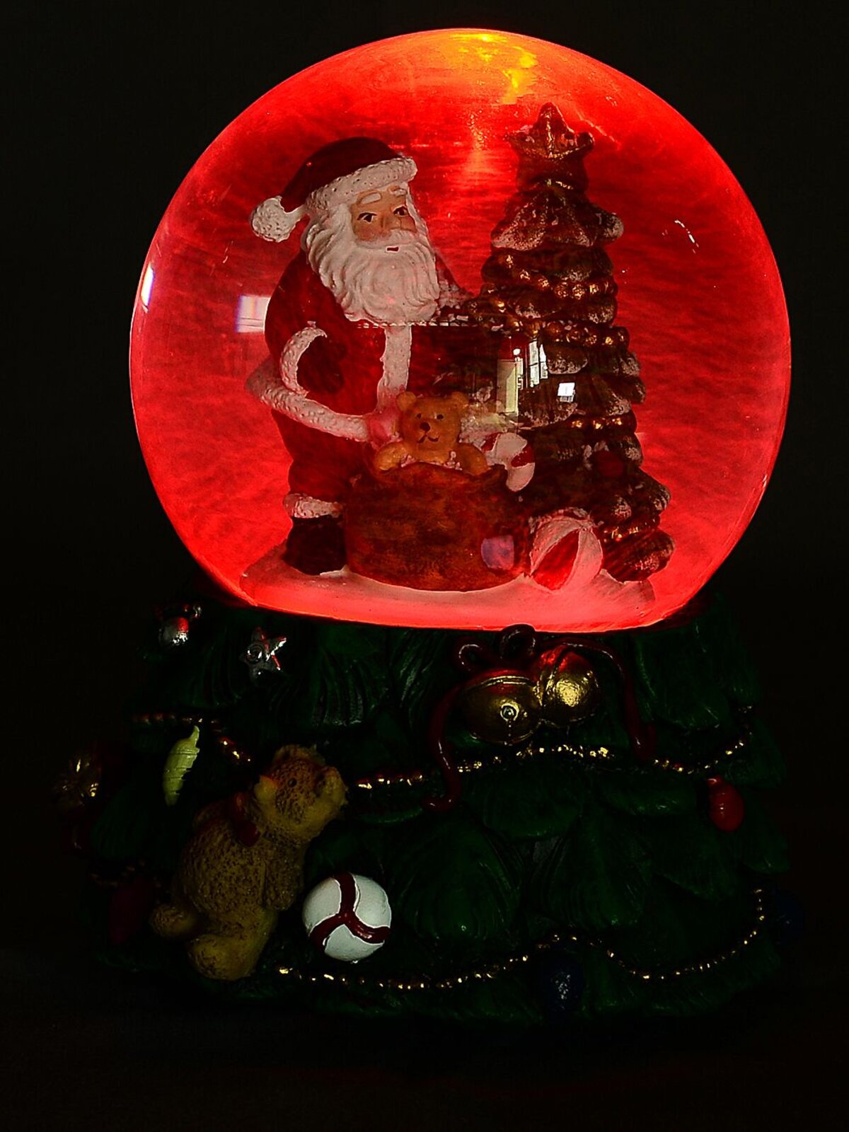 14cm Santa, Tree & Gifts With Music & Lights Waterball Snow Globe Ornament — image 4