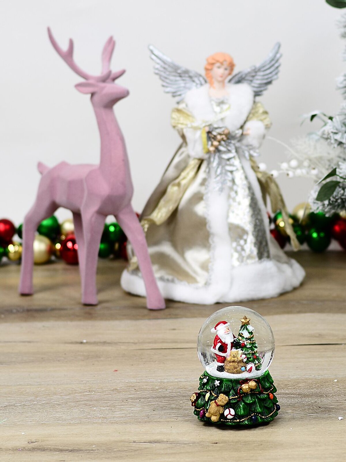 14cm Santa, Tree & Gifts With Music & Lights Waterball Snow Globe Ornament — image 3