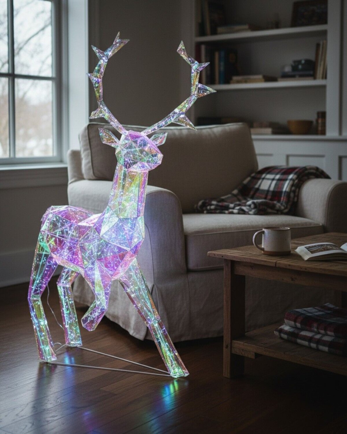 1.4m Outdoor 3D Iridescent & Holographic Standing Reindeer LED Light Display — image 3