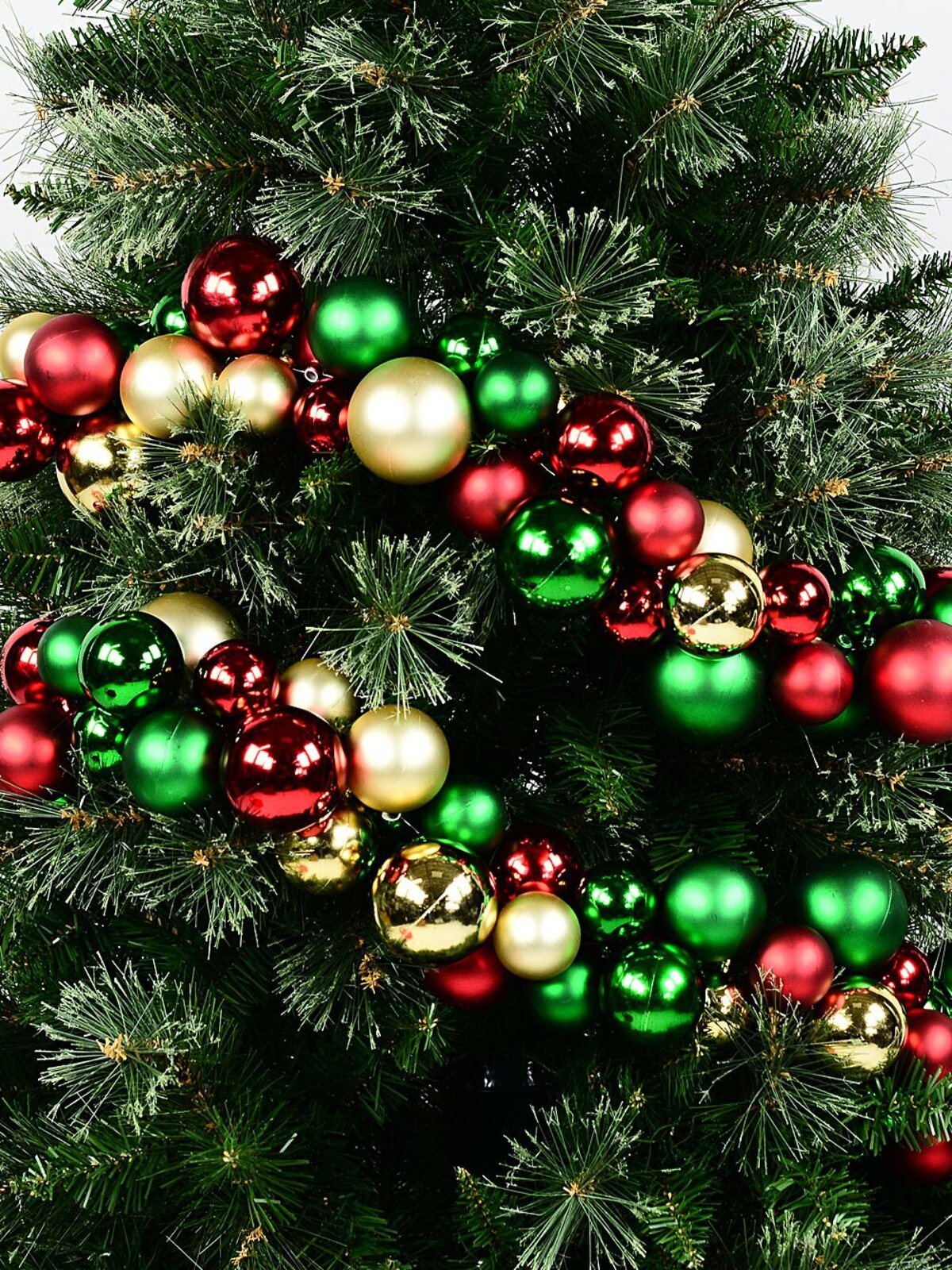 1.4m Red Green & Gold Metallic & Matte Large Display Bauble Cluster Garland — image 2