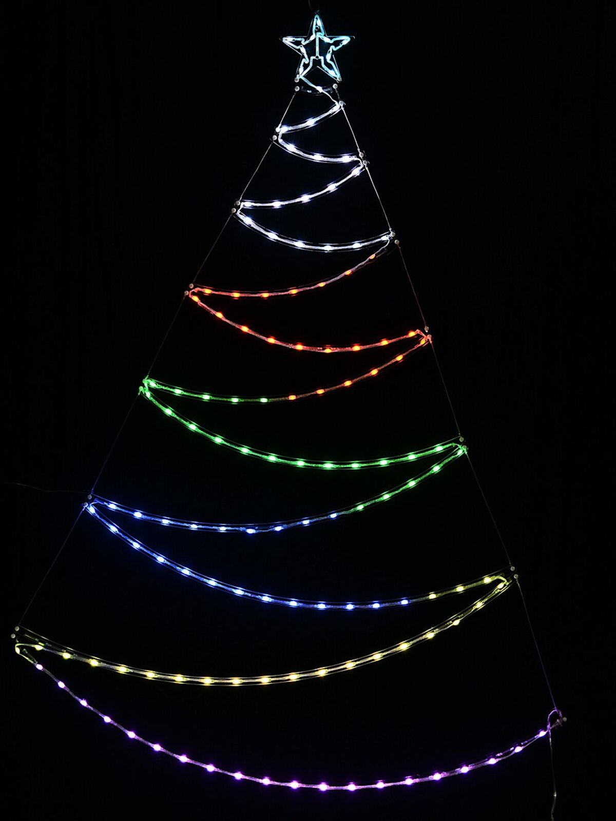 1.4m Wavy Christmas Tree & Star With Digital Rainbow LED Light Display — image 3